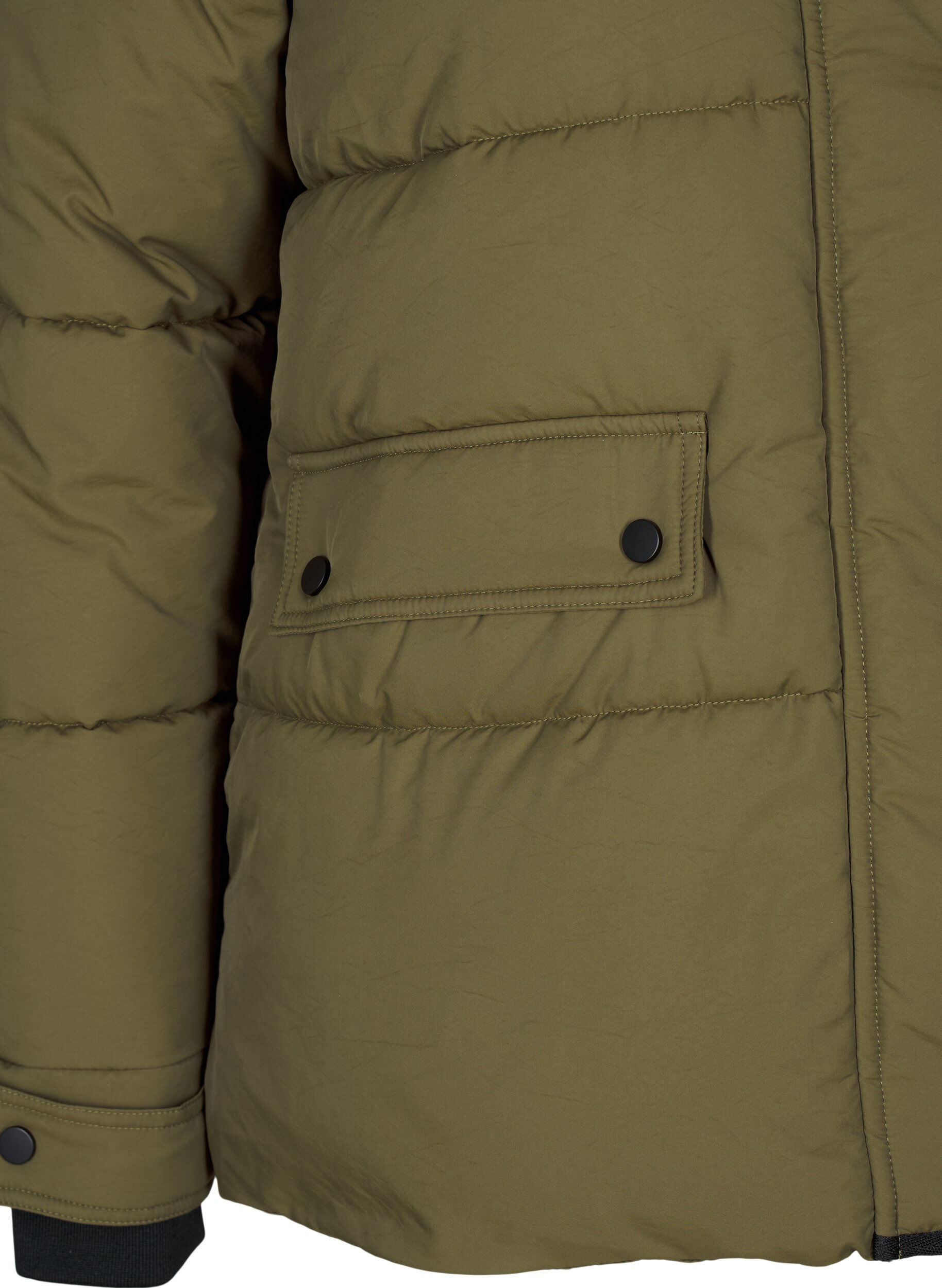 Zizzi Kurze Steppjacke mit Kontrastdetails, Gr&uuml;n, Packshot image number 3