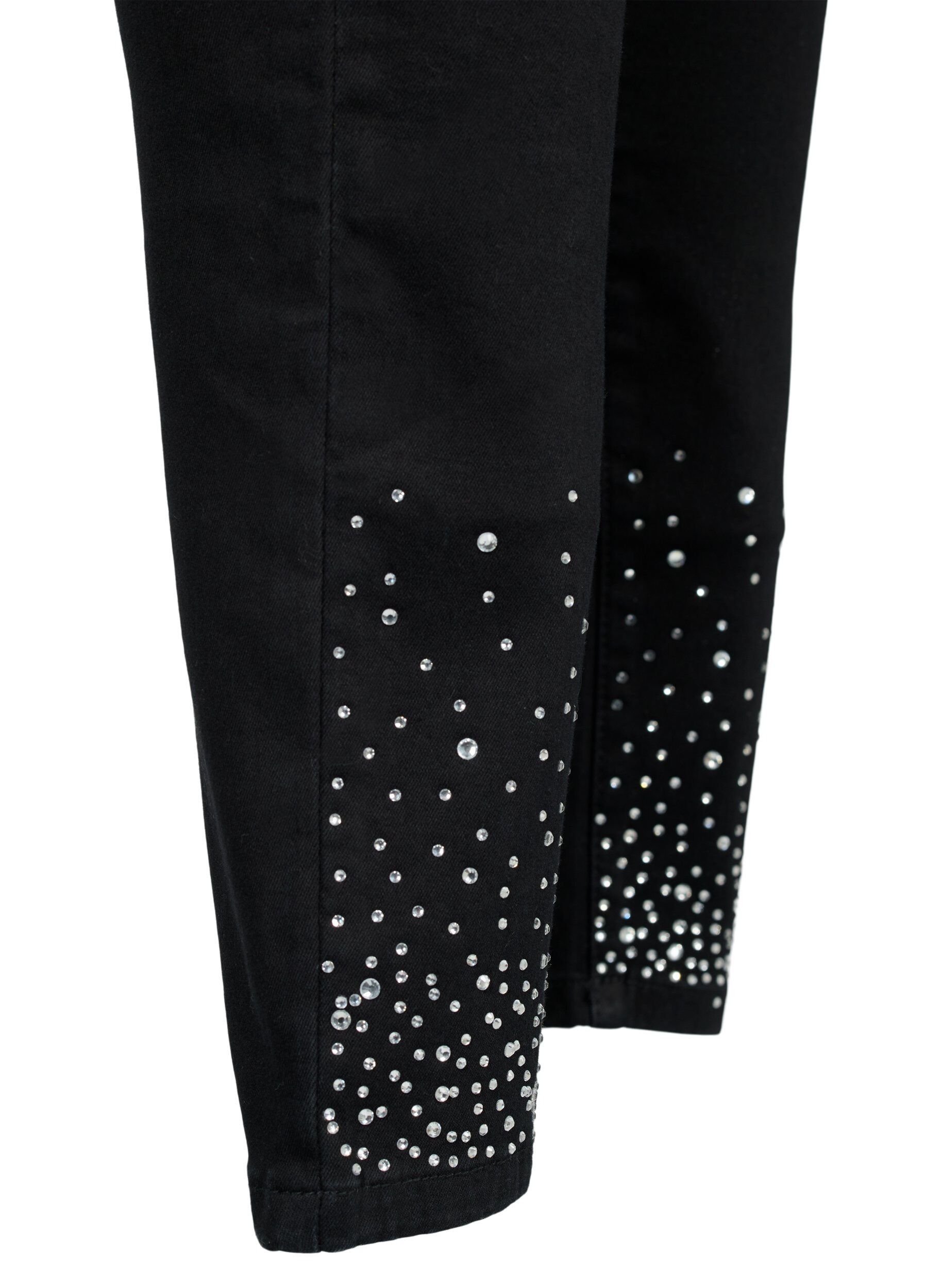 Zizzi Jean Amy taille haute avec des strass, Black, Packshot image number 3