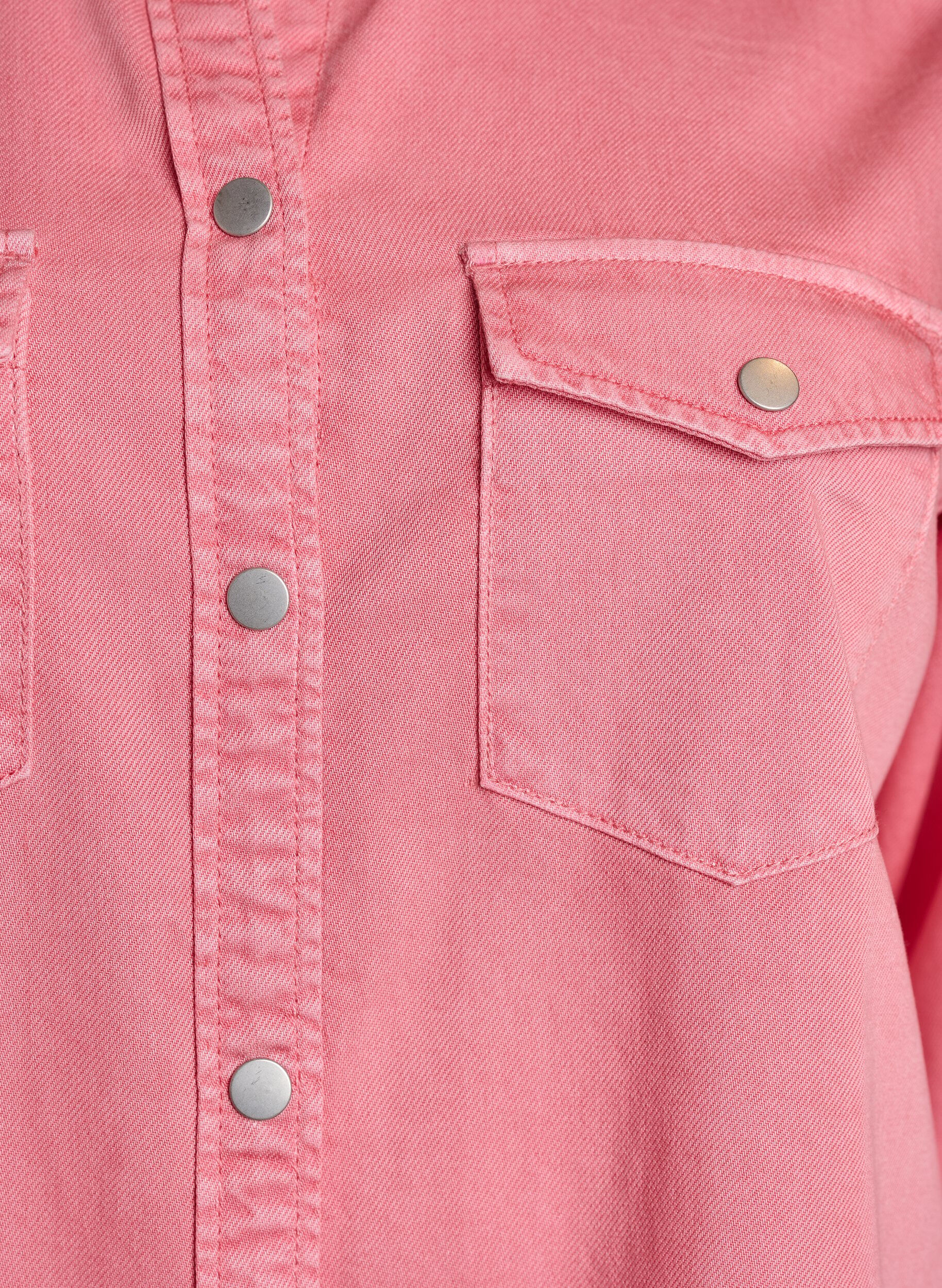 Zizzi Chemise en jean avec poches de poitrine, Rose, Packshot image number 2
