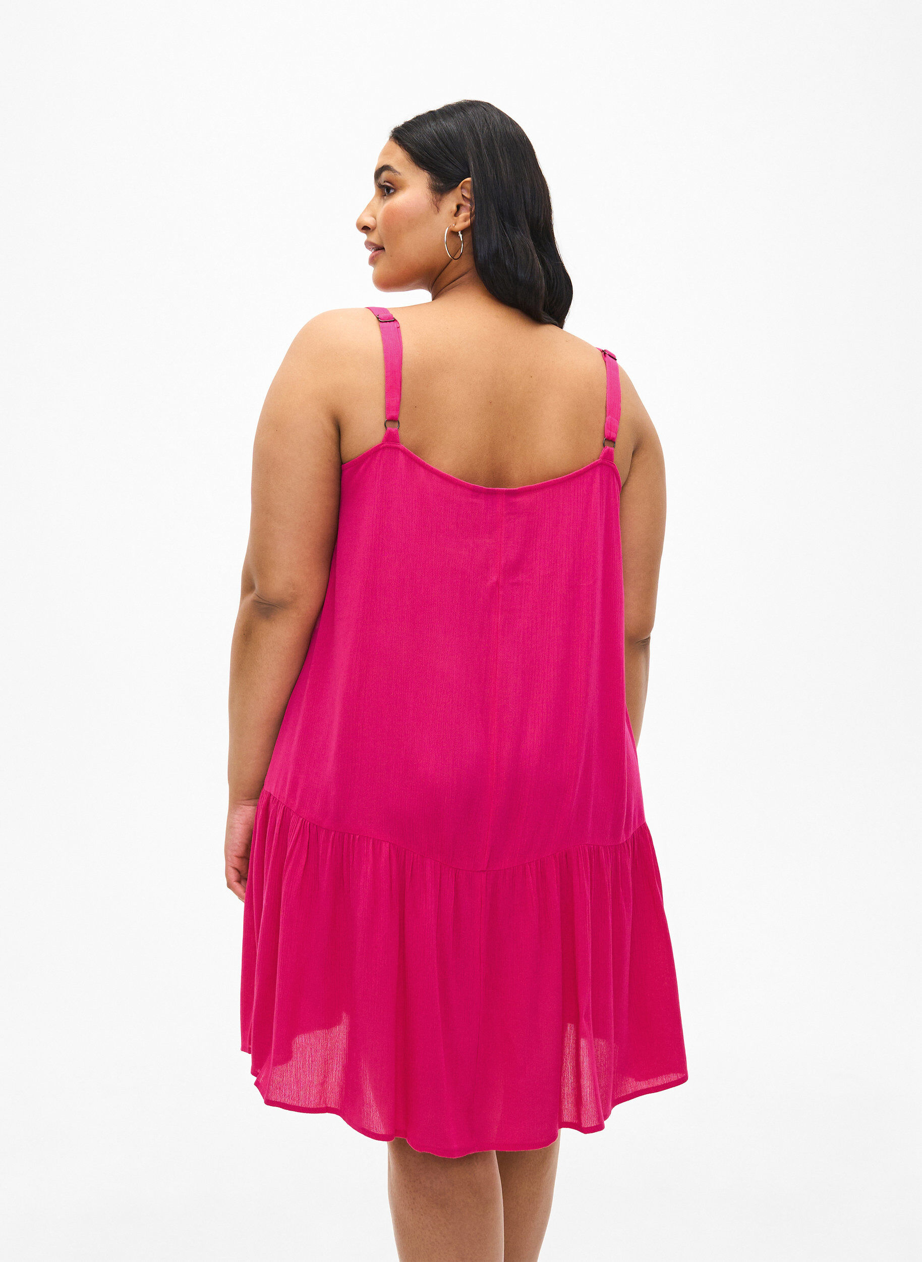 Zizzi Sommerkleid aus Viskose mit Tr&auml;gern, Raspberry Sorbet, Model image number 1