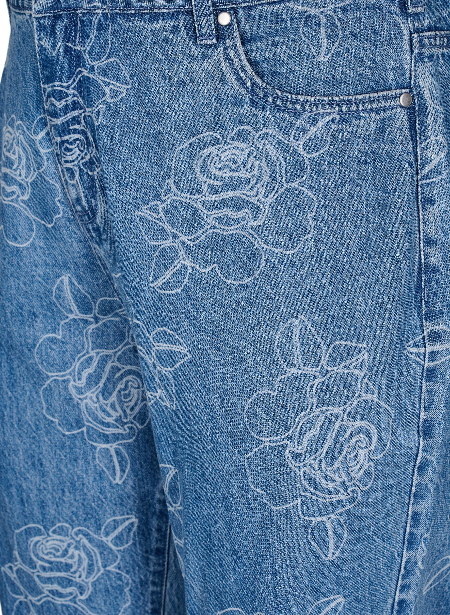 Zizzi Jeans Mille &agrave; motif floral, Bleu Clair, Packshot image number 2