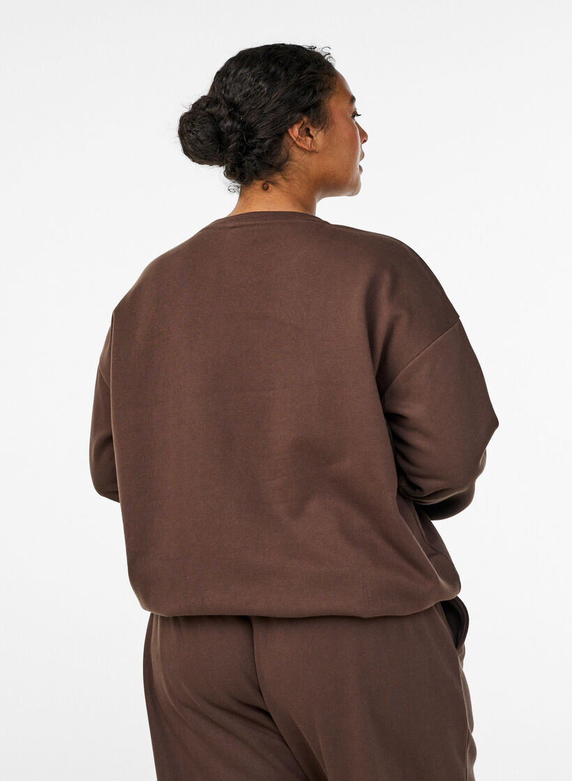 Sweatshirt avec motif, Marron, Model image number 2