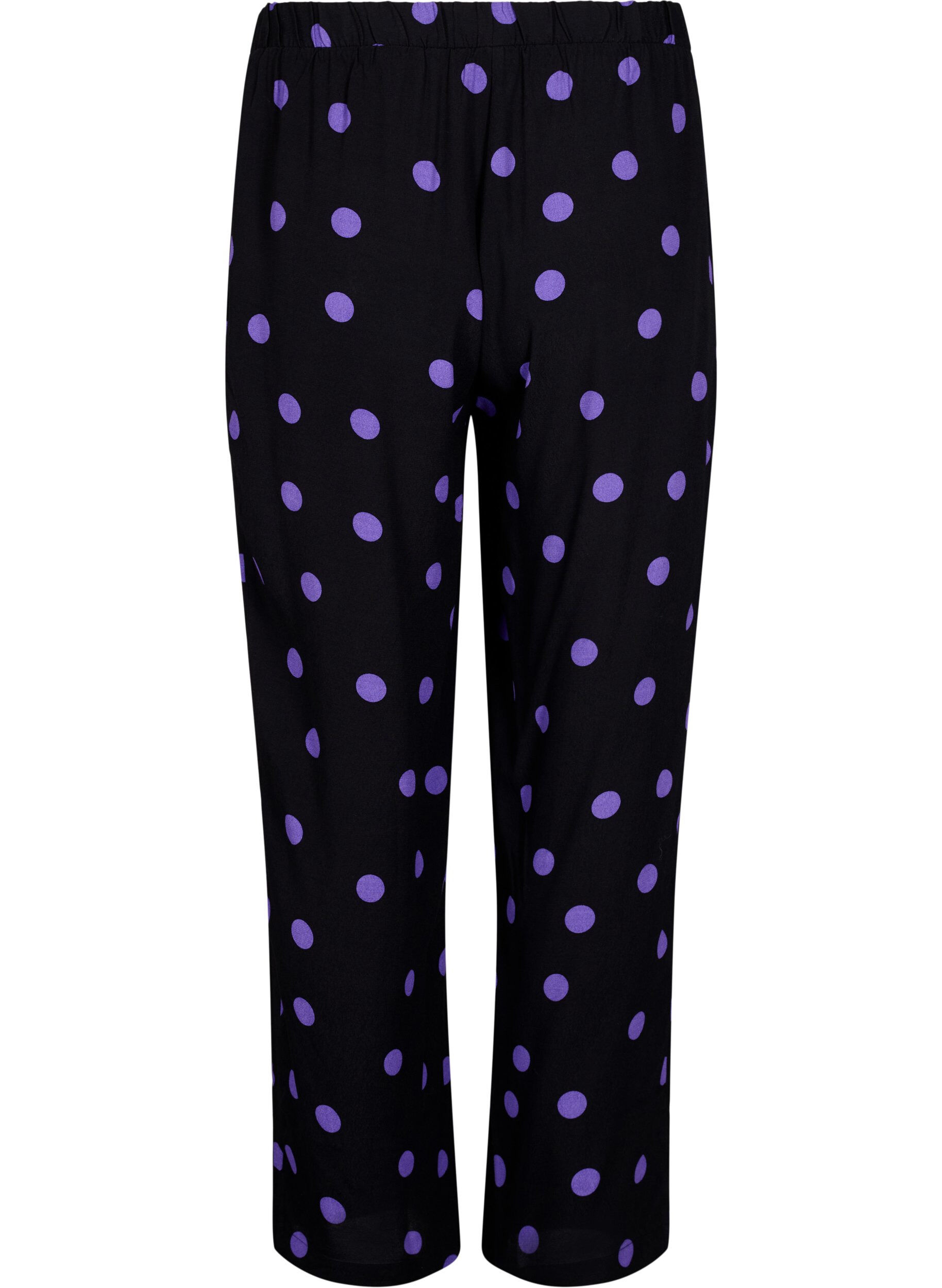 Zizzi Viskosehose mit Punkten, Black w. Purple Dot, Packshot image number 1