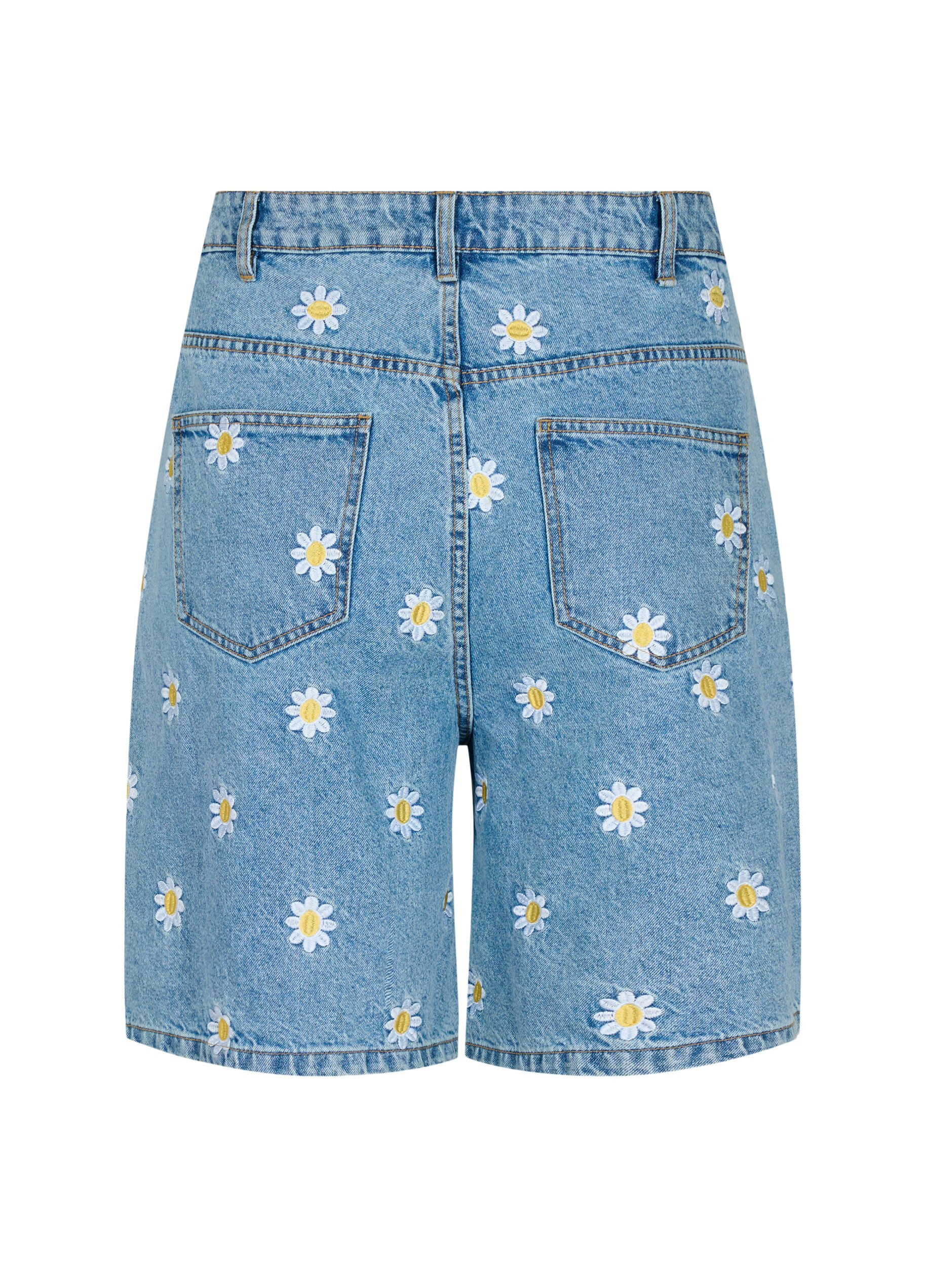 Zizzi Short Mille &agrave; taille haute avec fleurs brod&eacute;es, Light Blue Flower, Packshot image number 1