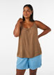 Top &agrave; bretelles en viscose, Marron, Model image number 0