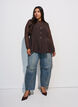 Enganliegende Mesh-Bluse mit langen &Auml;rmeln, Braun, Model image number 1