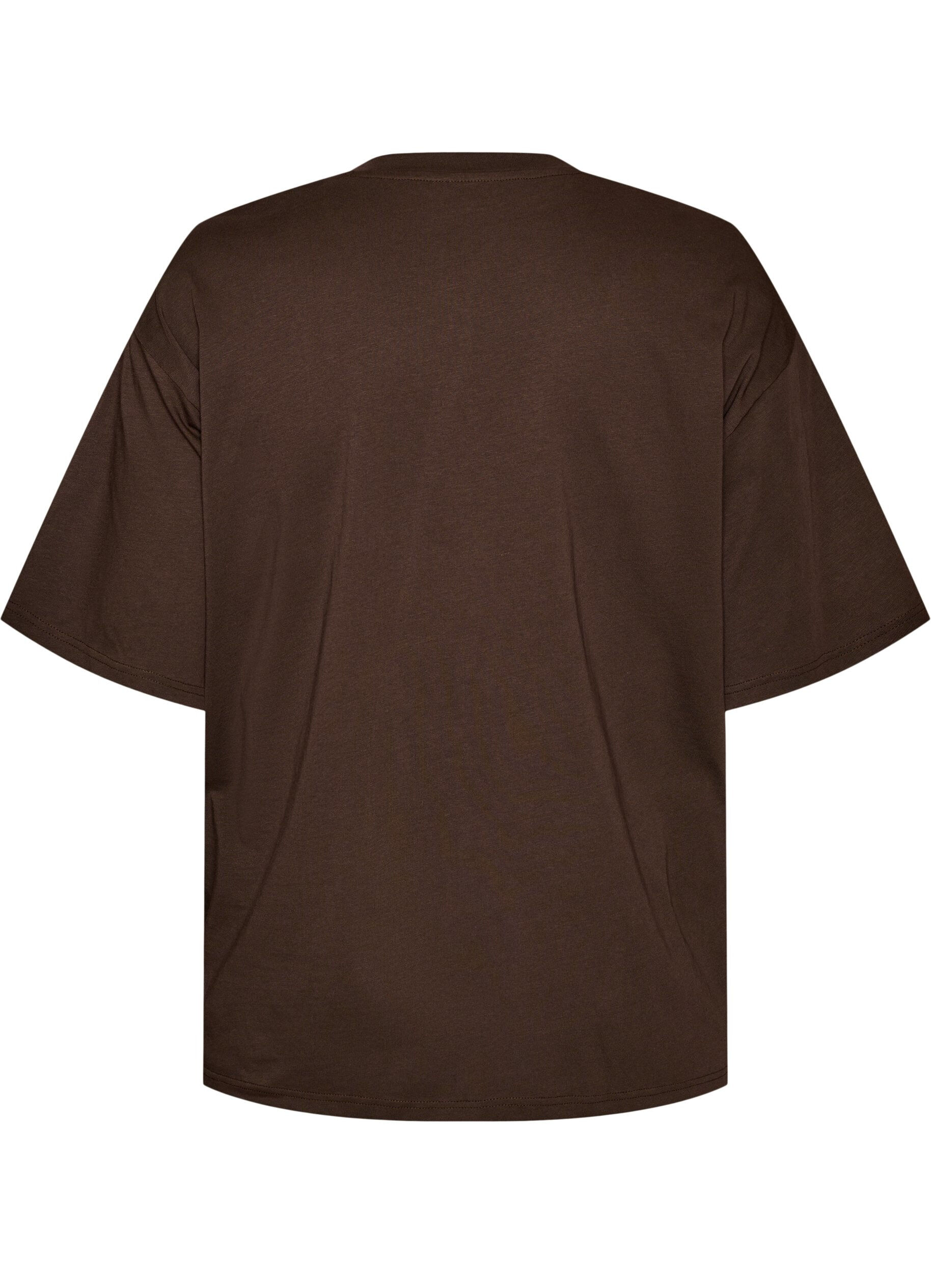 ZizziT-shirt oversize avec grand imprim&eacute; photo, Marron, Packshot image number 1