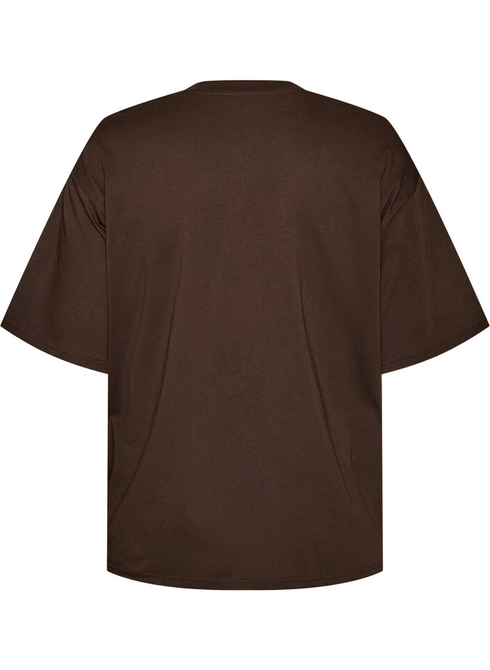 T-shirt oversize avec grand imprim&eacute; photo, Marron, Packshot image number 1