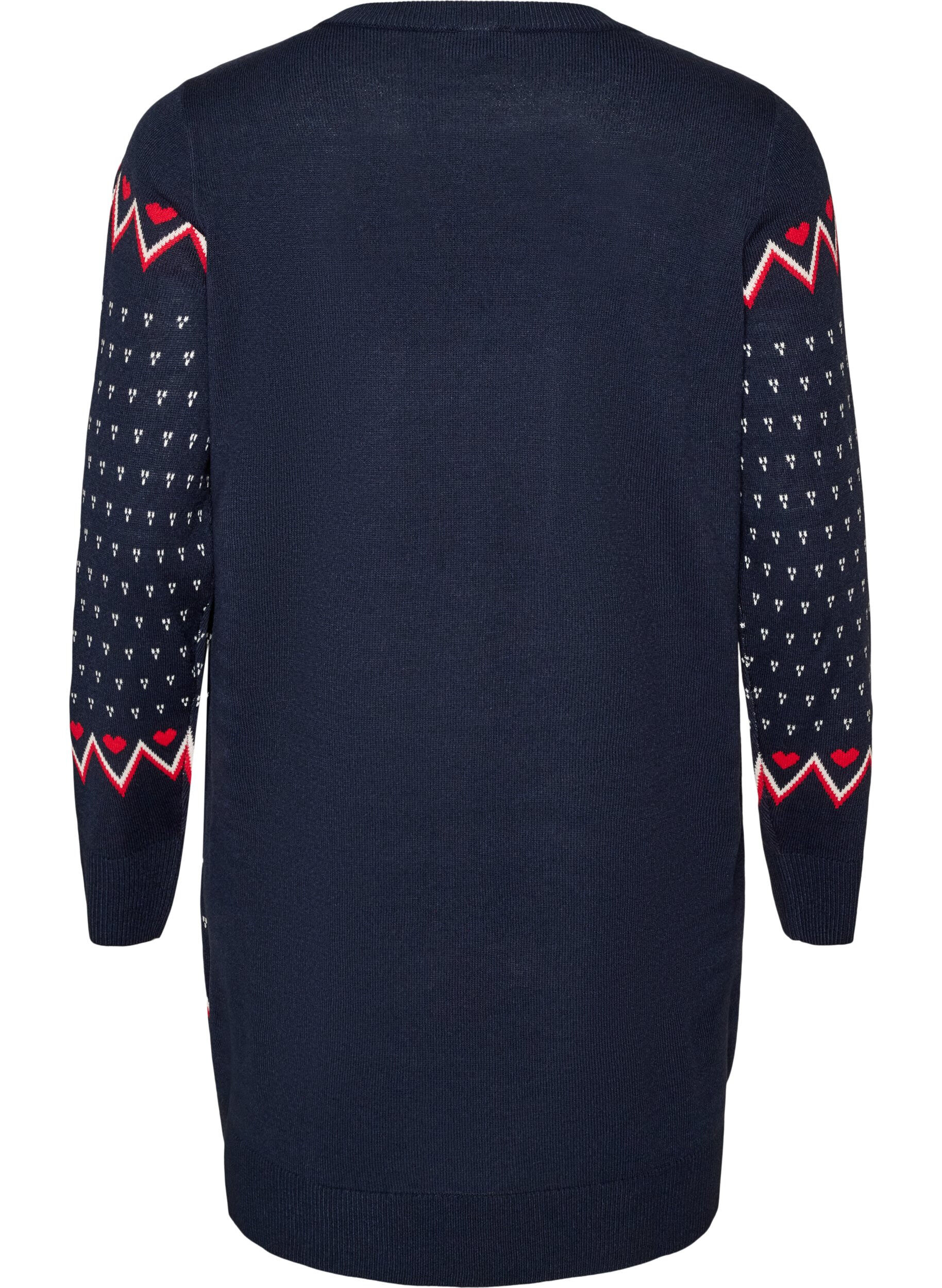 ZizziRobe courte en maille avec motif de No&euml;l, Bleu, Packshot image number 1