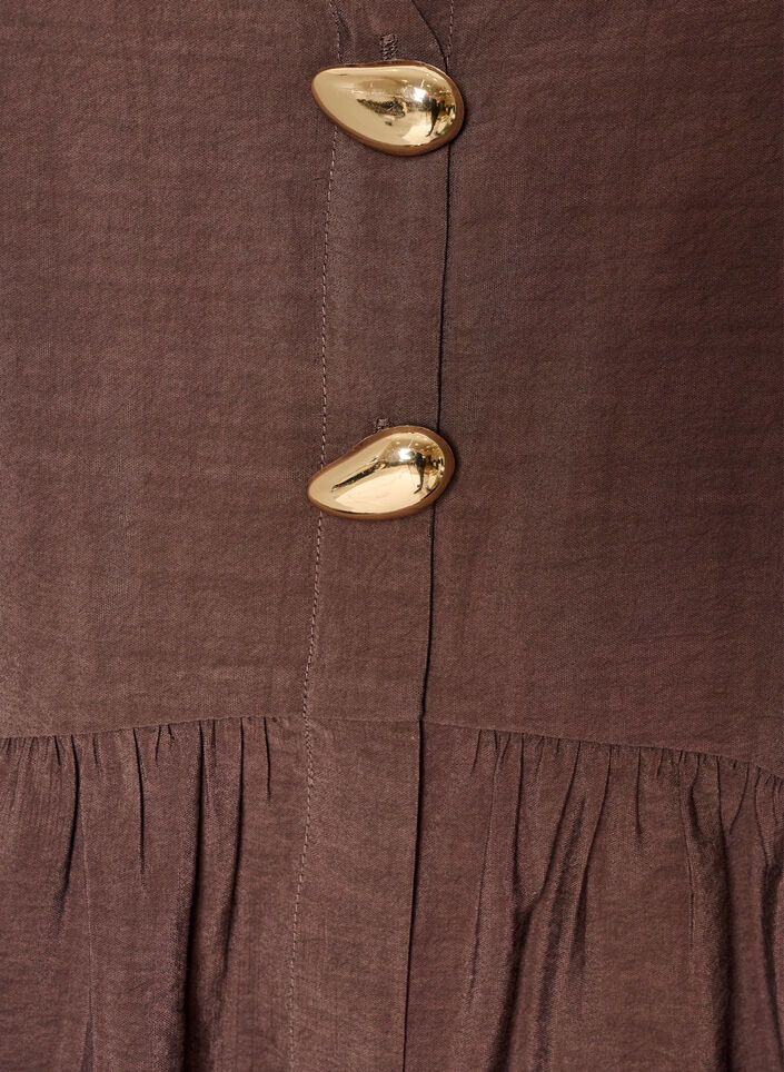 &Auml;rmellose Sch&ouml;&szlig;chenbluse mit dekorativen Kn&ouml;pfen, Braun, Packshot image number 2