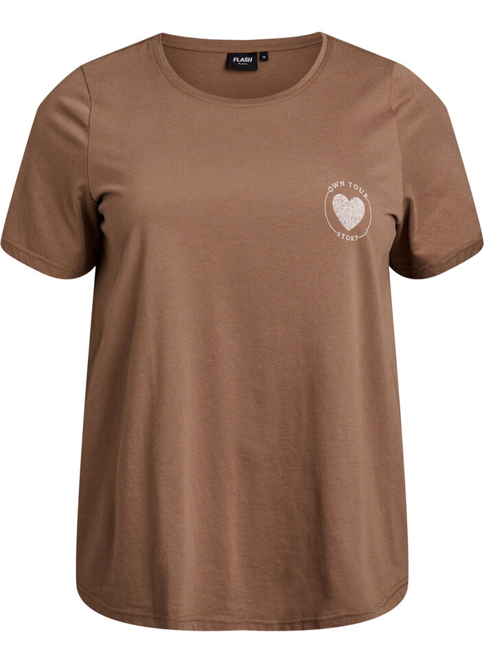 T-shirt imprim&eacute;, Marron, Packshot image number 0