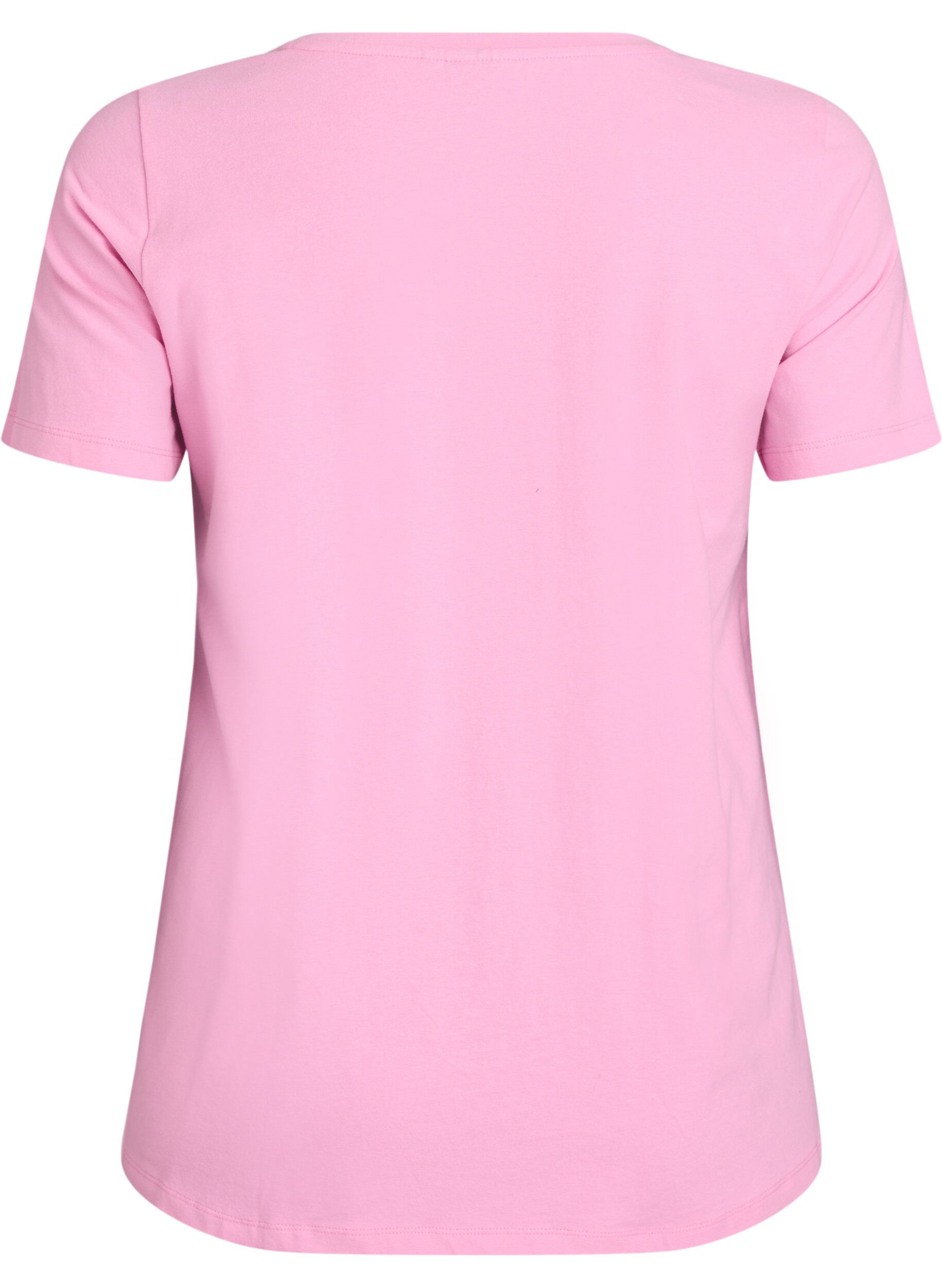 ZizziT-shirt Basic en coton uni, Rose, Packshot image number 1