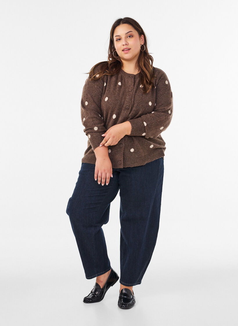 Cardigan &agrave; pois, Marron, Model image number 1