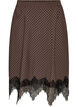 Jupe midi &agrave; carreaux avec bordure en dentelle, Marron, Packshot image number 0
