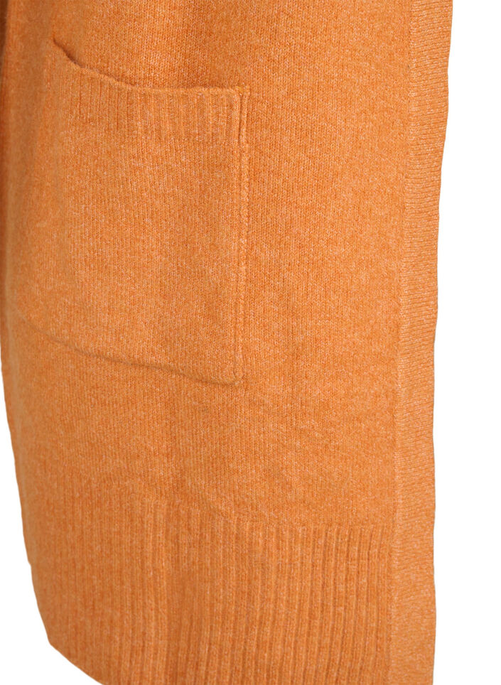 Cardigan en tricot côtelé avec poches, Orange foncé, Packshot image number 3