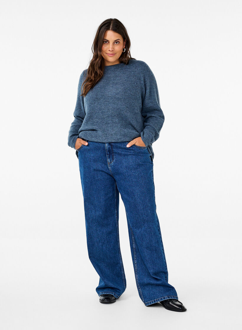 Melange-Pullover mit Rundhalsausschnitt, Bering Sea Mel., Model image number 2