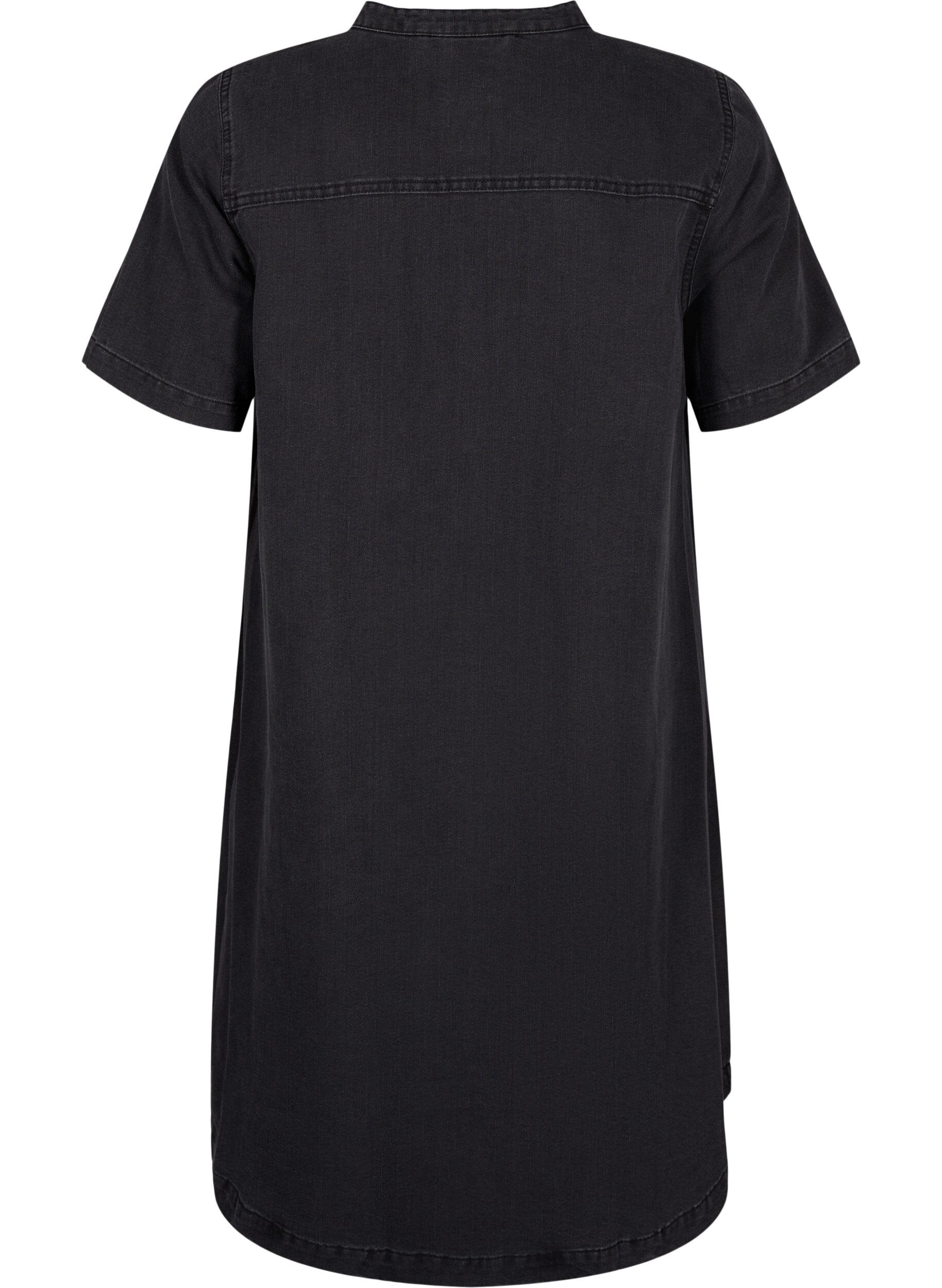 Zizzi Robe en jean &agrave; manches courtes avec silhouette en A, Grey Denim, Packshot image number 1