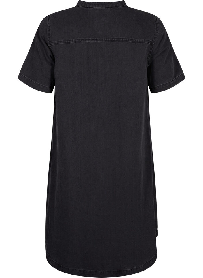 Robe en jean à manches courtes avec silhouette en A, Grey Denim, Packshot image number 1