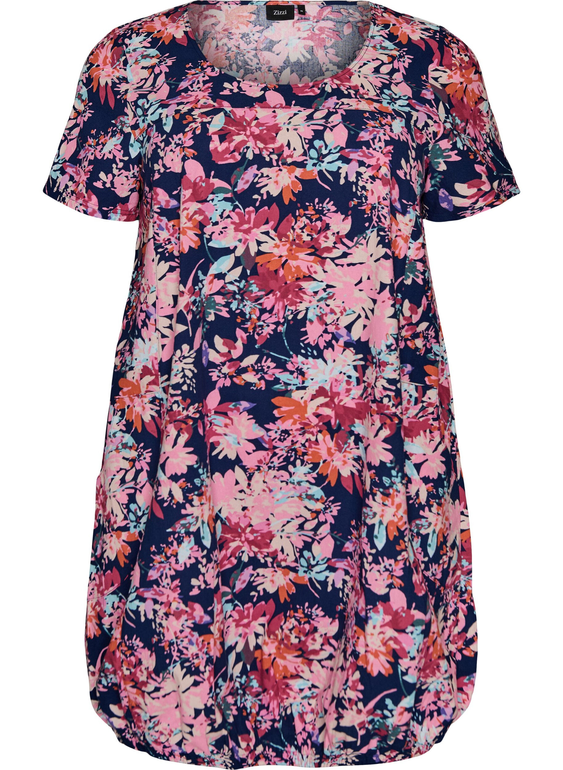 ZizziRobe en coton &agrave; manches courtes avec imprim&eacute;, Bleu, Packshot image number 0