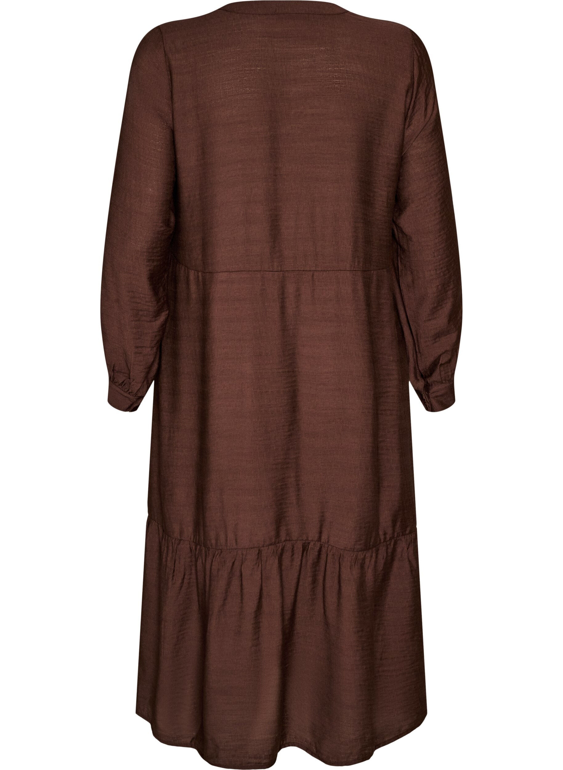 ZizziRobe en viscose avec broderies et volants &eacute;tag&eacute;s, Marron, Packshot image number 1