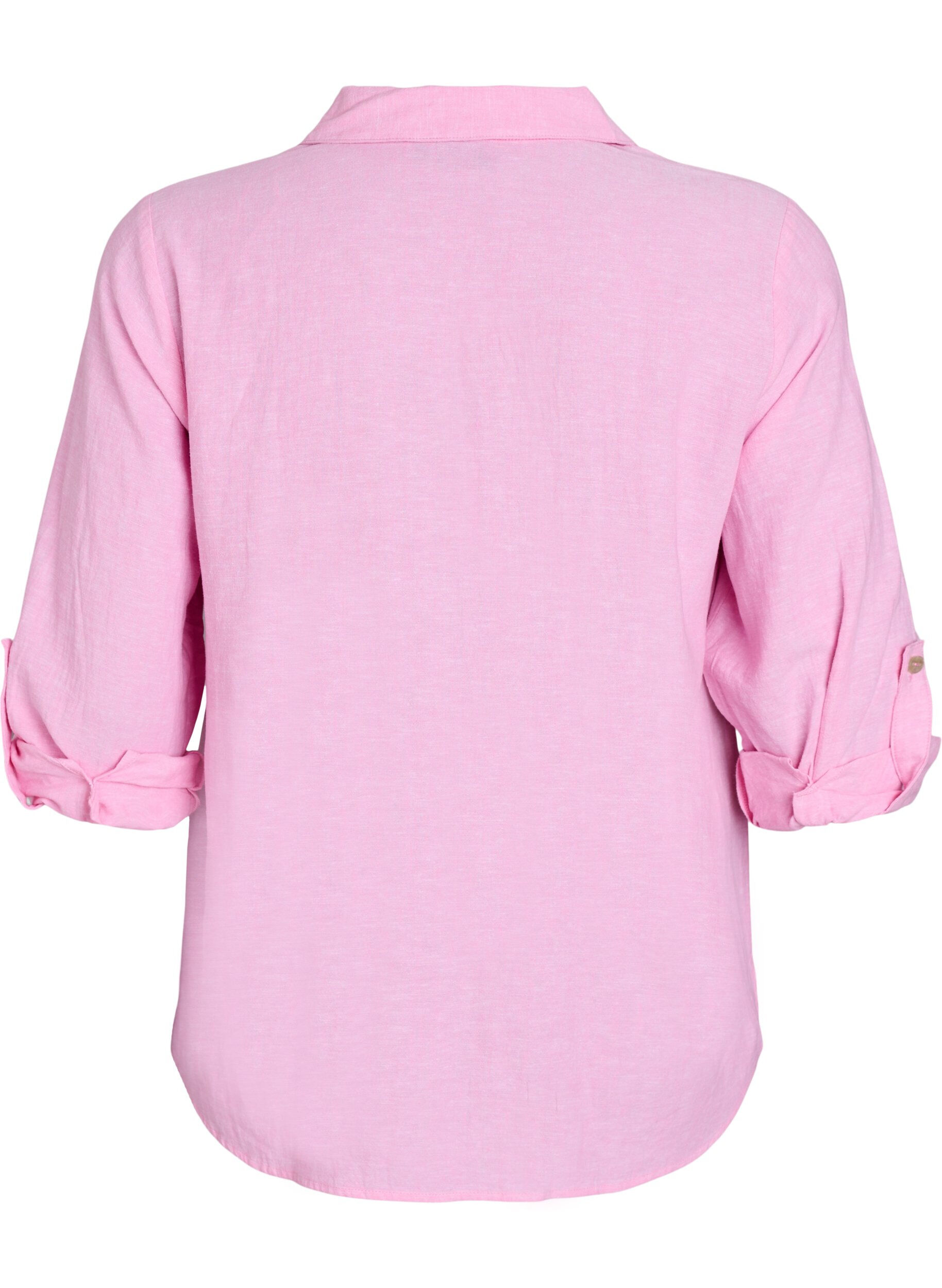 Zizzi Bluse aus Leinen und Viskose mit 3/4-&Auml;rmeln, Pink, Packshot image number 1