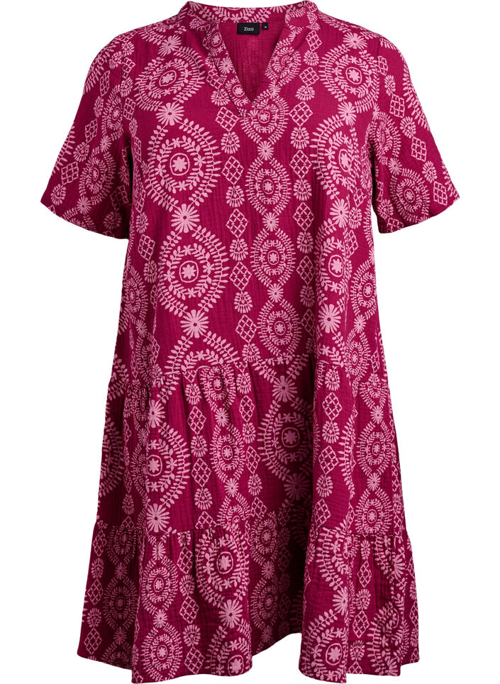 Kurzes Kleid aus Baumwollmusselin mit Muster, 9992, Packshot image number 0