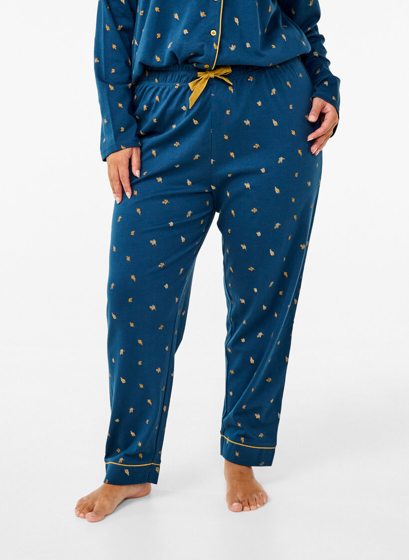 Bas de pyjama en coton imprimé, Blue Opal AOP, Model image number 2