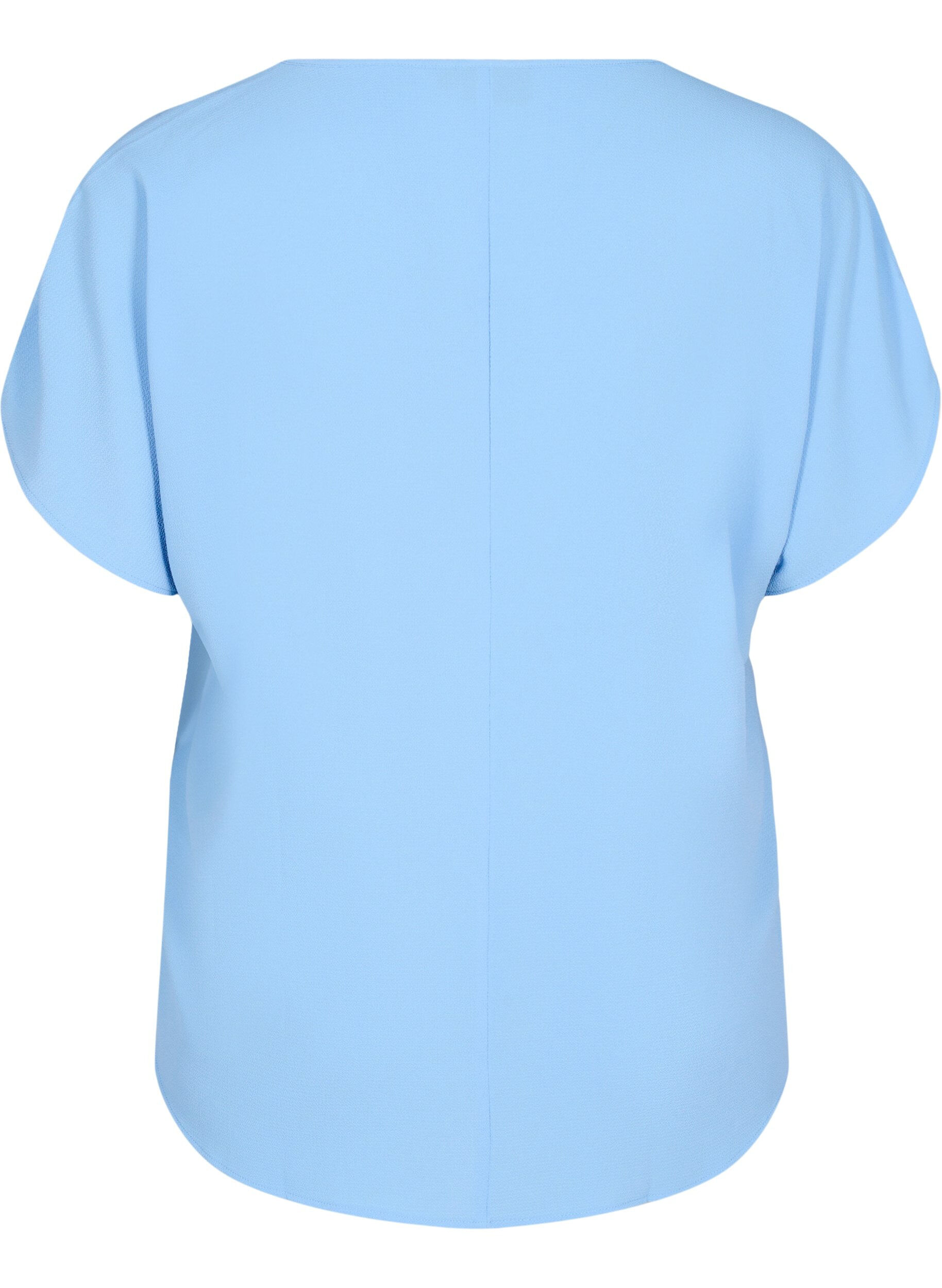 Zizzi Bluse mit kurzen &Auml;rmeln und einem Rundhalsausschnitt, Blau, Packshot image number 1