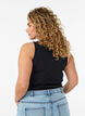 Ripptop aus Baumwolle mit hohem Kragen, Schwarz, Model image number 2