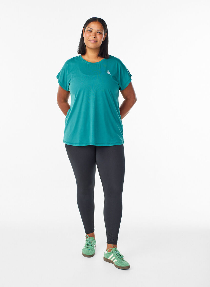 T-shirt de sport couleur unie, Bleu p&eacute;trole, Model image number 1