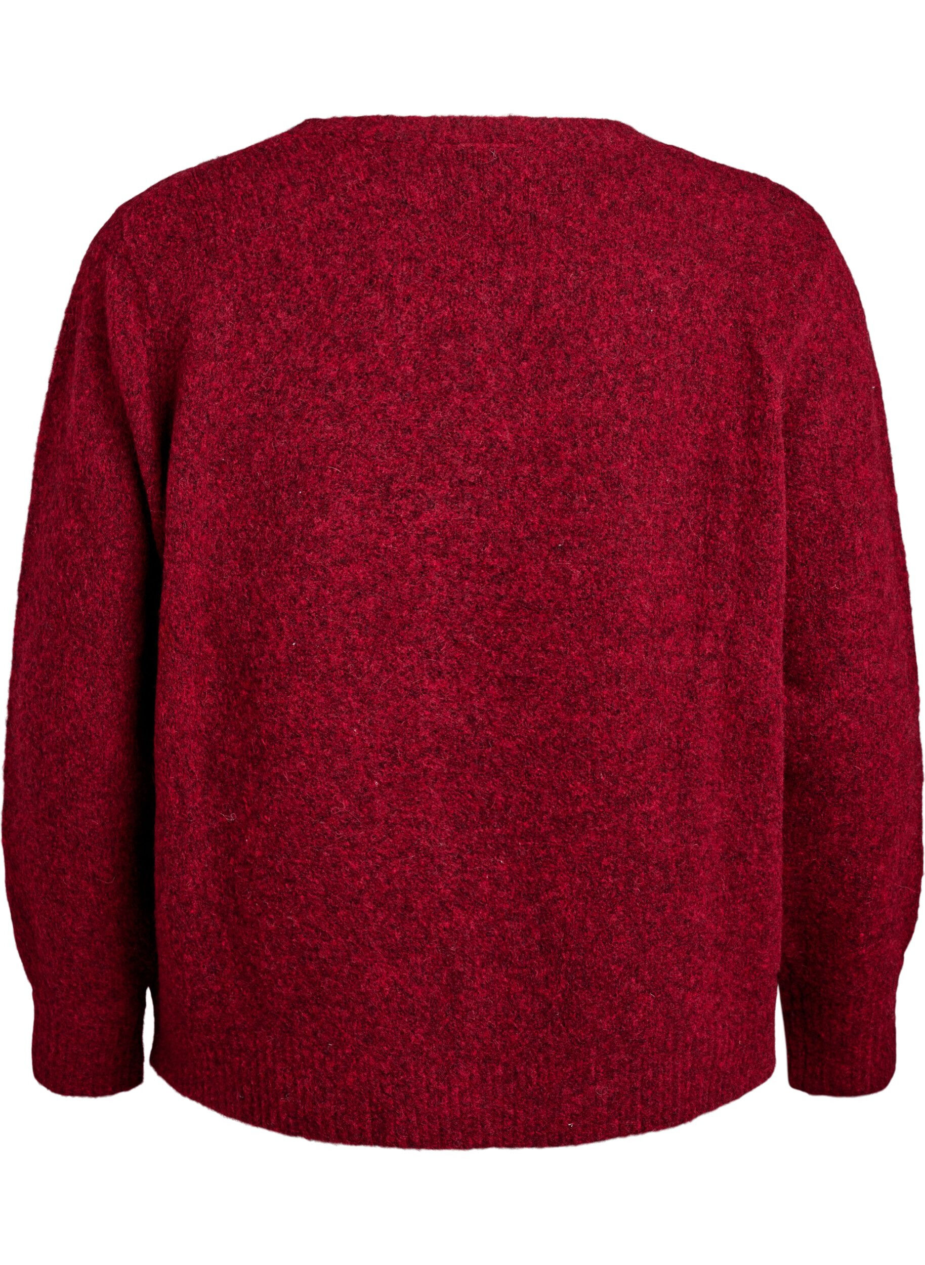 Zizzi Cardigan en laine et alpaga avec boutons d&eacute;coratifs, Rouge, Packshot image number 1