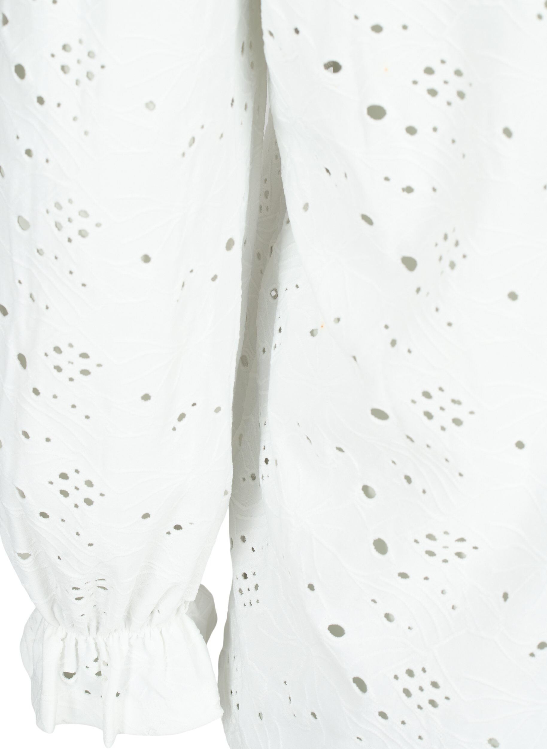 Zizzi  Lang&auml;rmlige Bluse mit Lochmuster, Bright White, Packshot image number 3