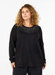 Bluse mit Perlenverzierung, Black, Model image number 0