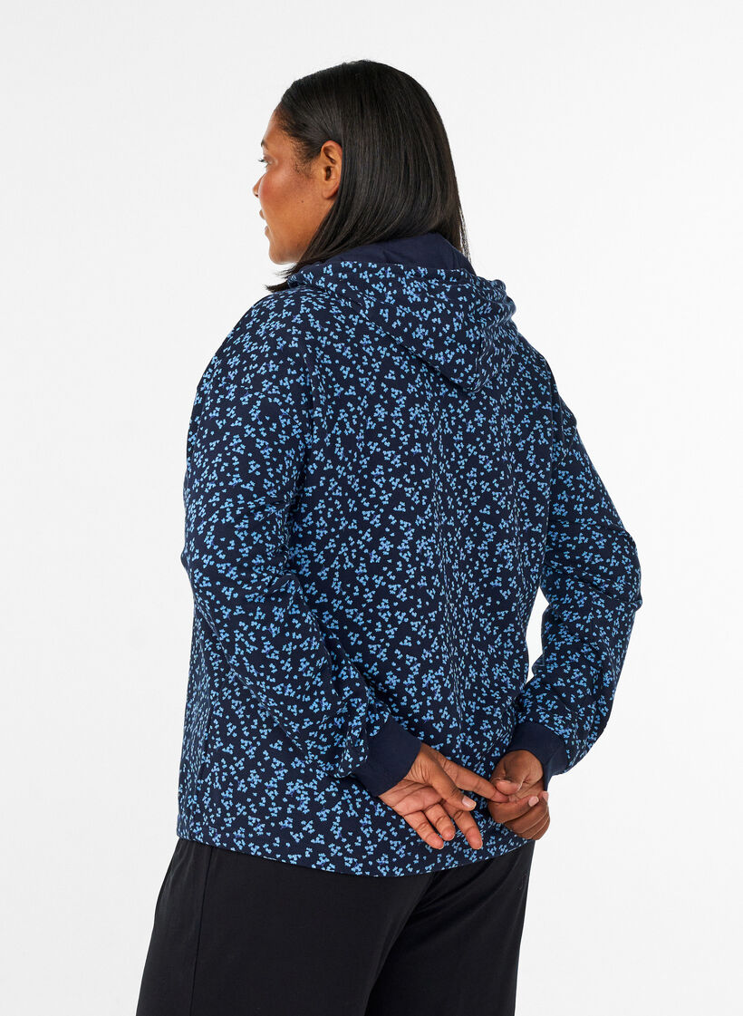 Sweat &agrave; capuche avec imprim&eacute; int&eacute;gral, Bleu, Model image number 2