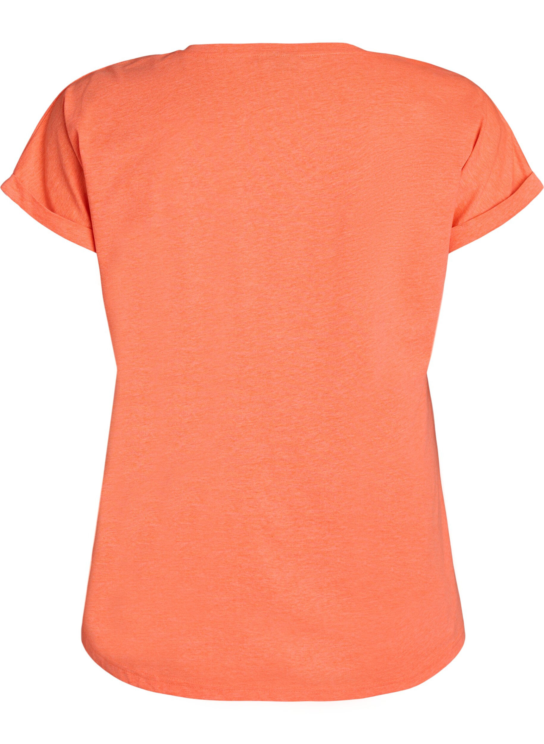 Zizzi T-shirt en coton n&eacute;on, Orange, Packshot image number 1