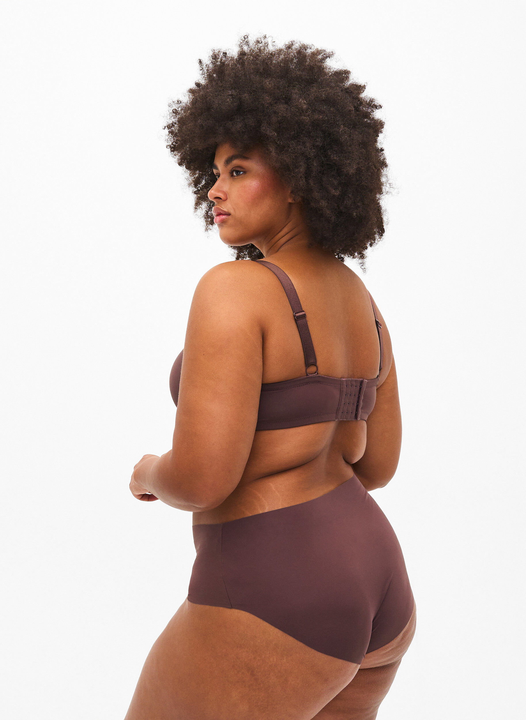 Zizzi Geformter BH mit Kreuzdetail, Braun, Model image number 2