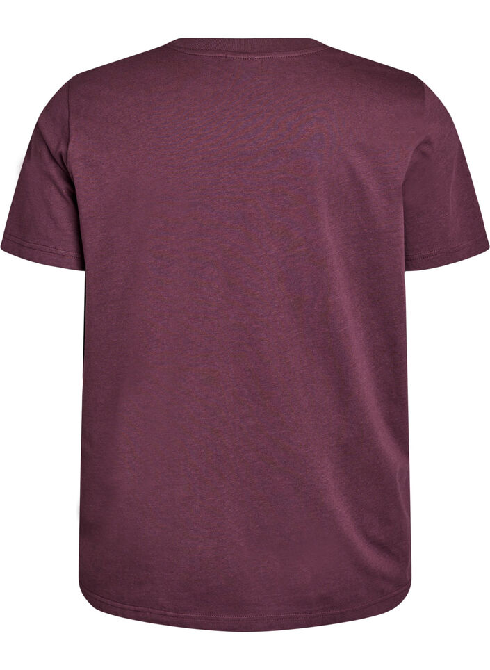 Basic T-Shirt aus Baumwolle mit Rundhalsausschnitt, Dunkles Bordeaux, Packshot image number 1
