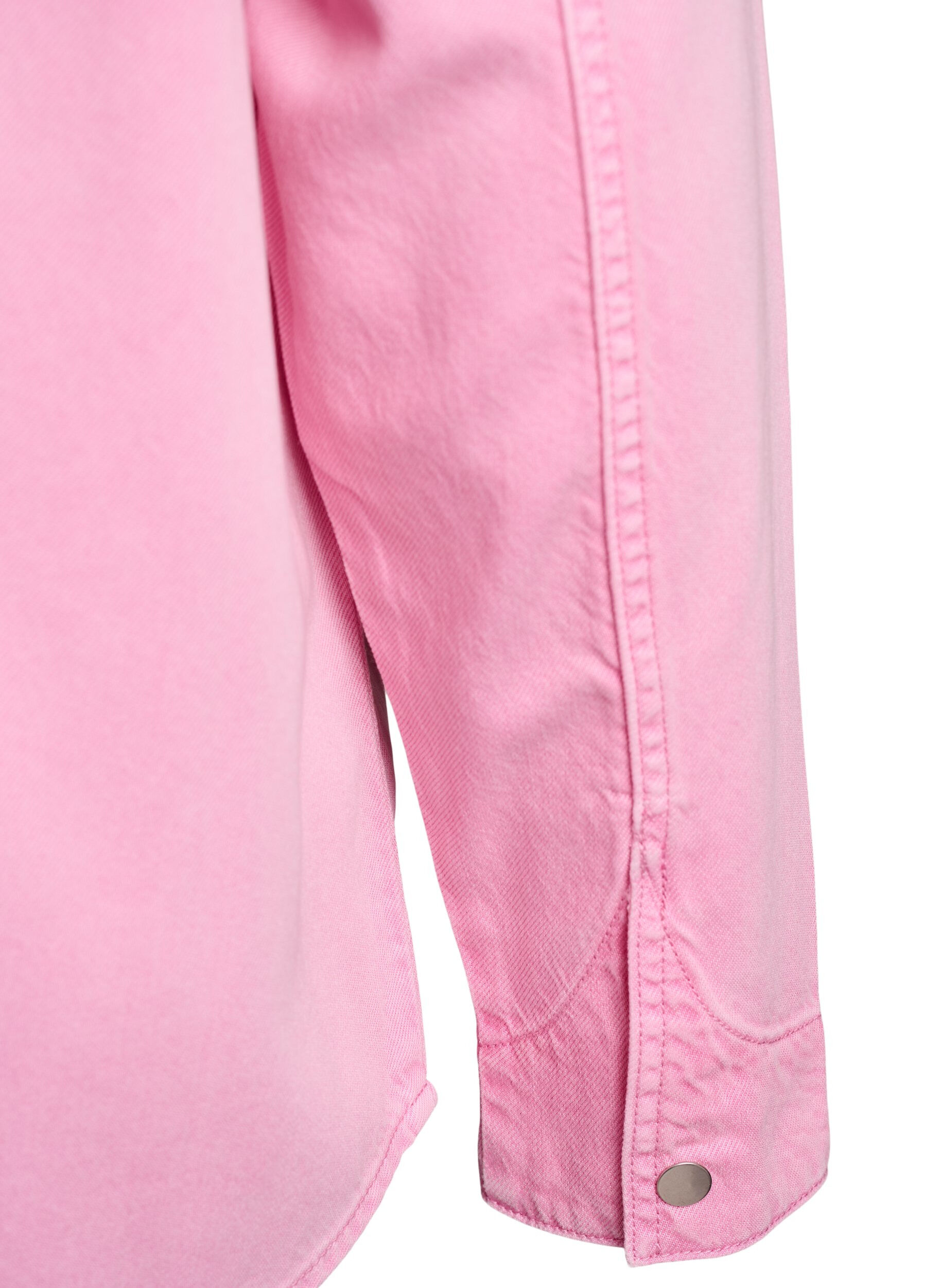 Zizzi Chemise en jean avec poches poitrine, Rose, Packshot image number 3