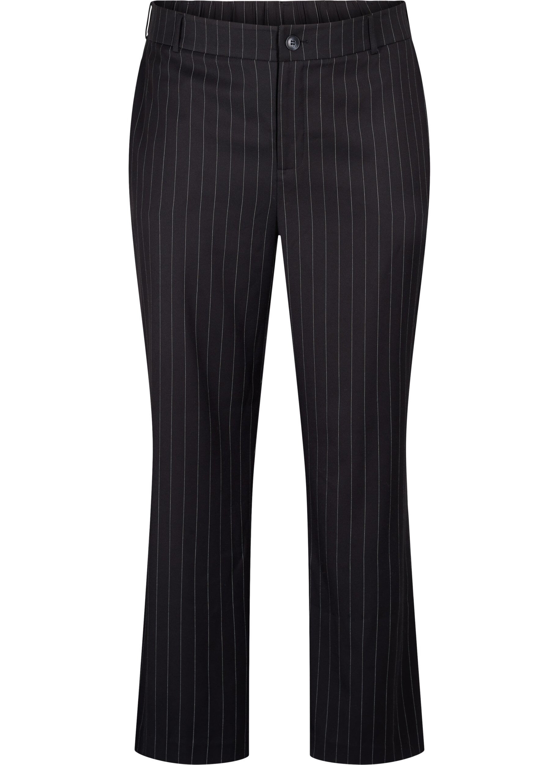 Zizzi Pantalons &agrave; rayures fines, Black W. Pinstripe, Packshot image number 0