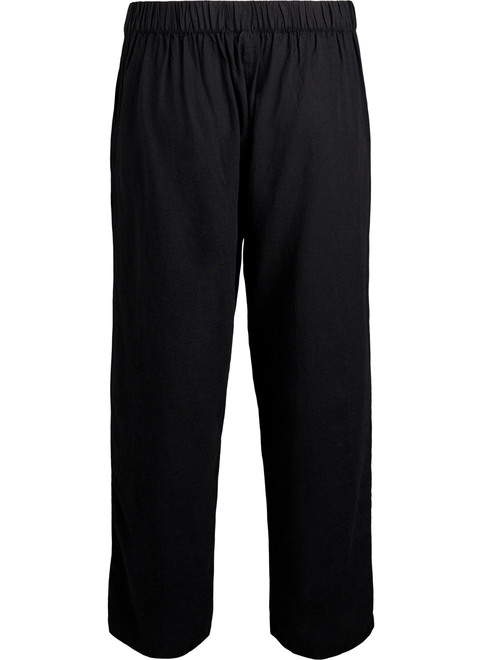 Zizzi Pantalon ample en lin et viscose, Noir, Packshot image number 1
