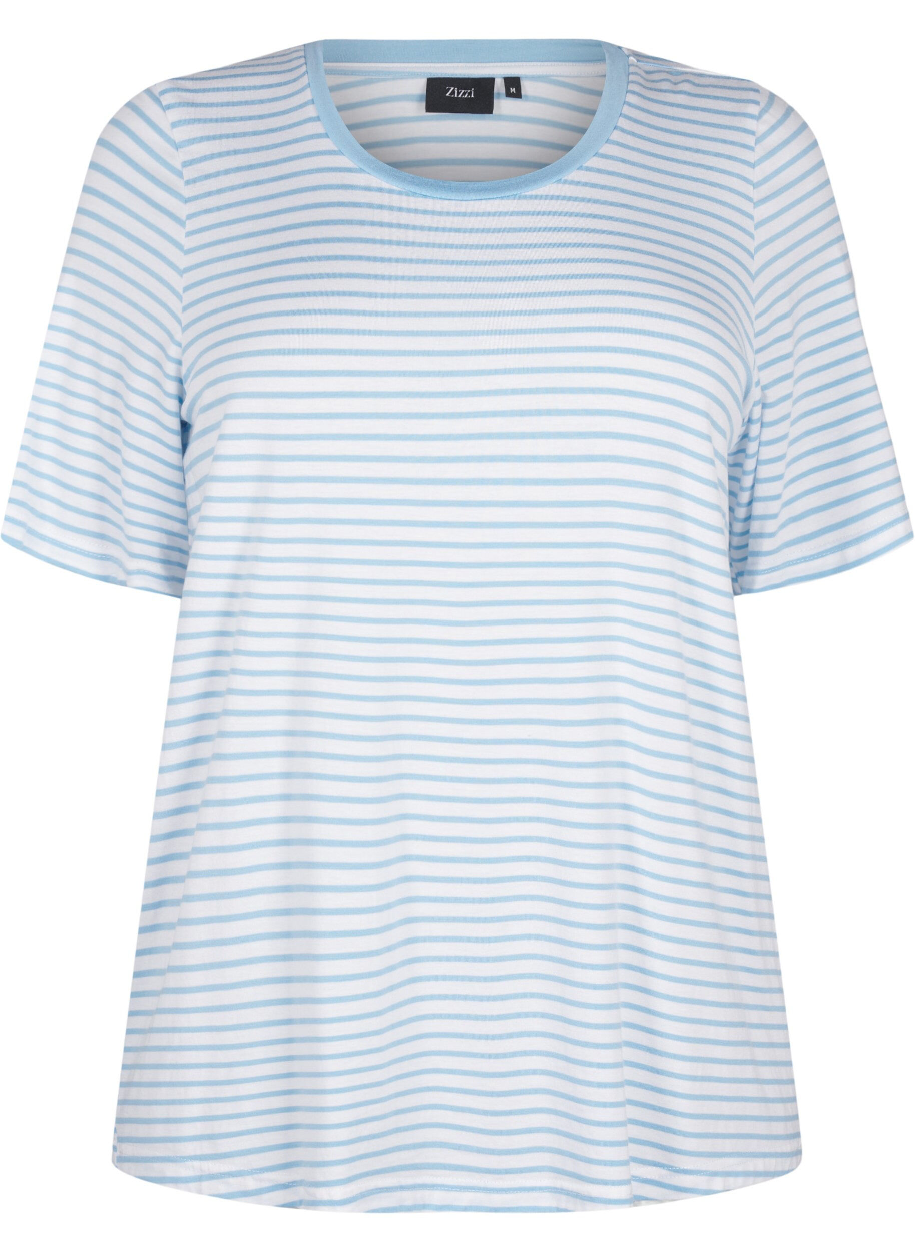 Zizzi Gestreiftes T-Shirt aus Lyocell mit Rundhalsausschnitt, Blau, Packshot image number 0