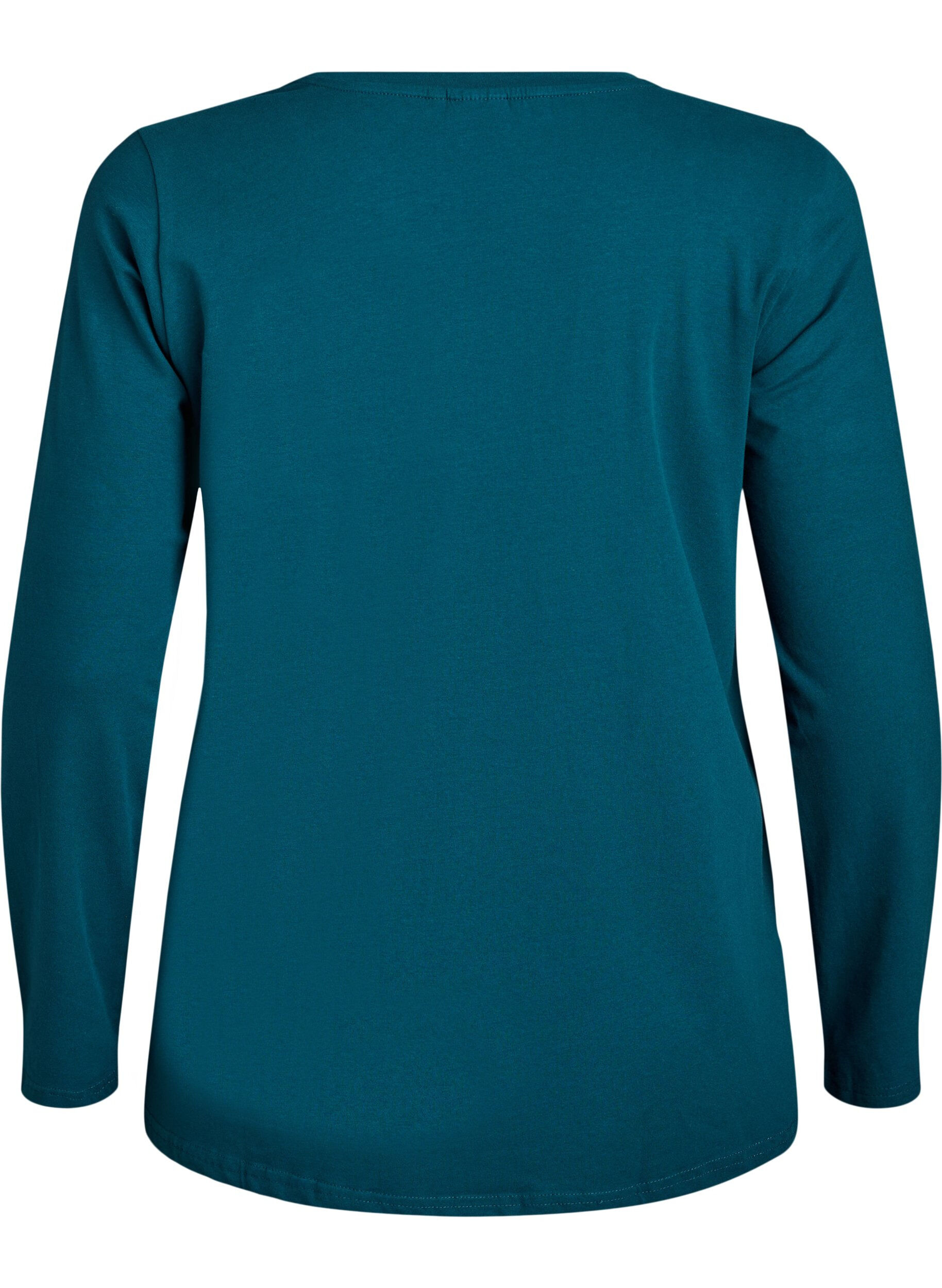 Zizzi Basic Top aus Jersey mit langen &Auml;rmeln, Gr&uuml;n, Packshot image number 1