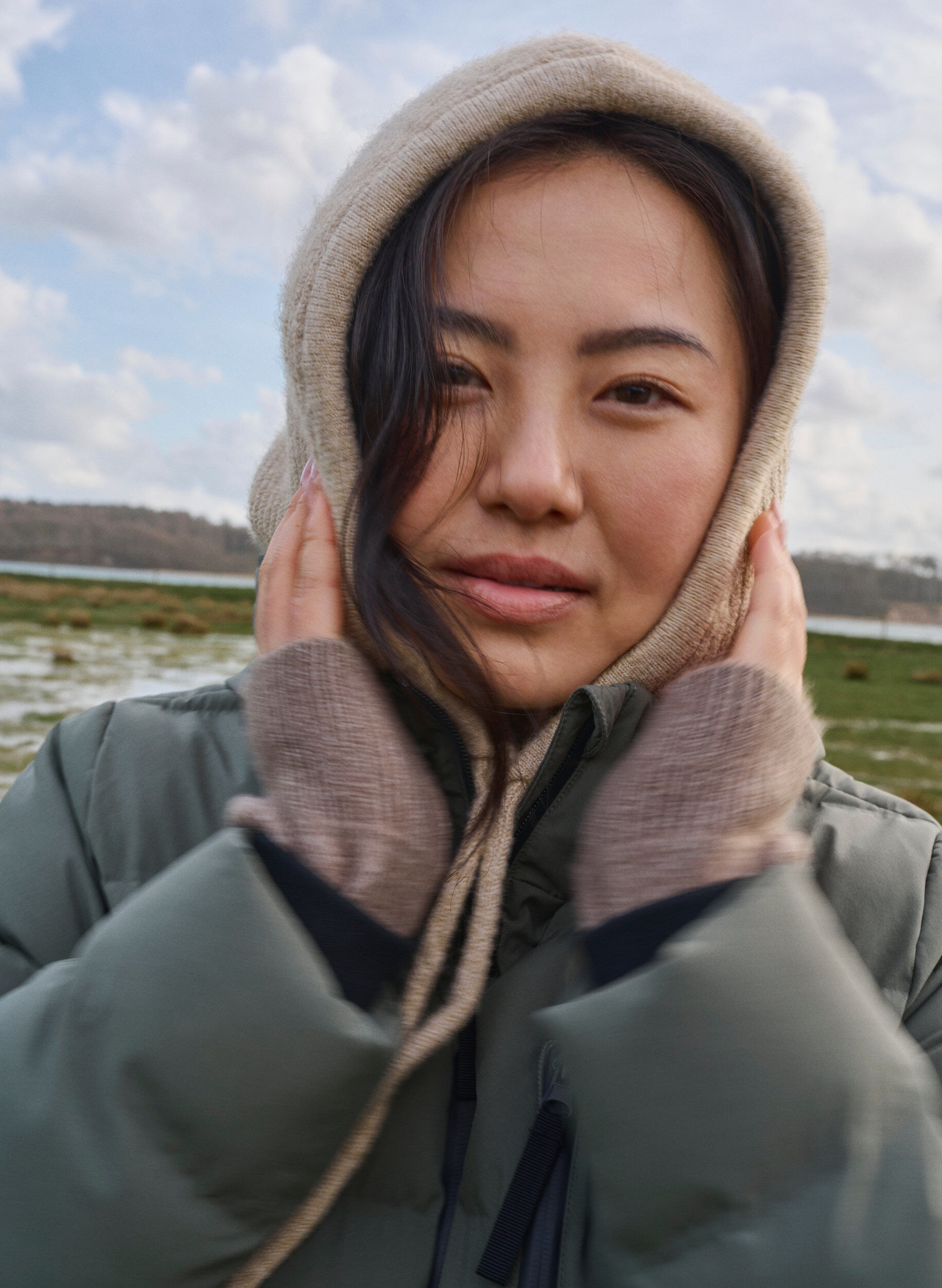 Zizzi Balaclava tricot&eacute;e avec cordons, Beige, Image image number 0