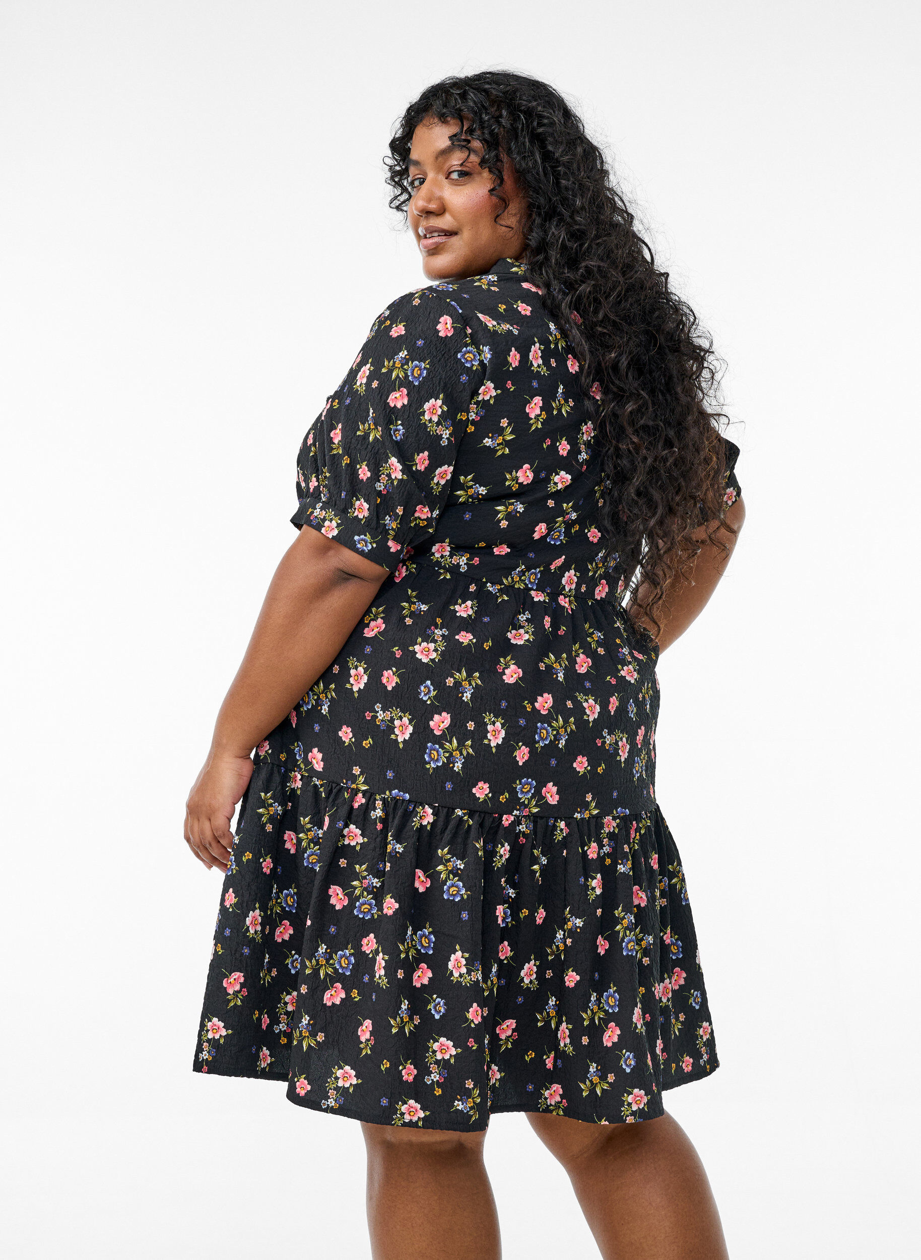 ZizziKurzes A-Linien-Kleid, Schwarz, Model image number 1