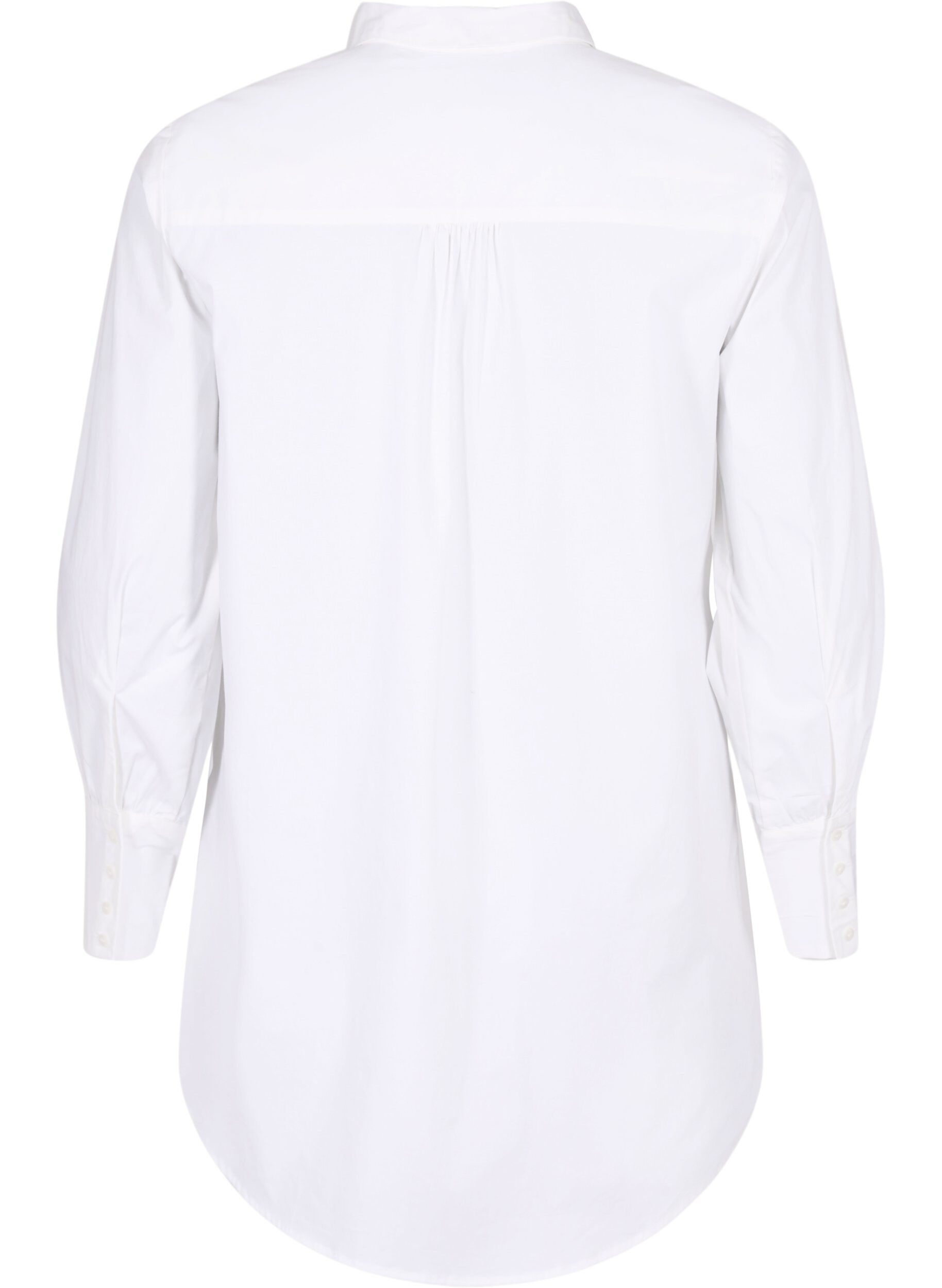 Zizzi Chemise en coton longue, Bright White, Packshot image number 1