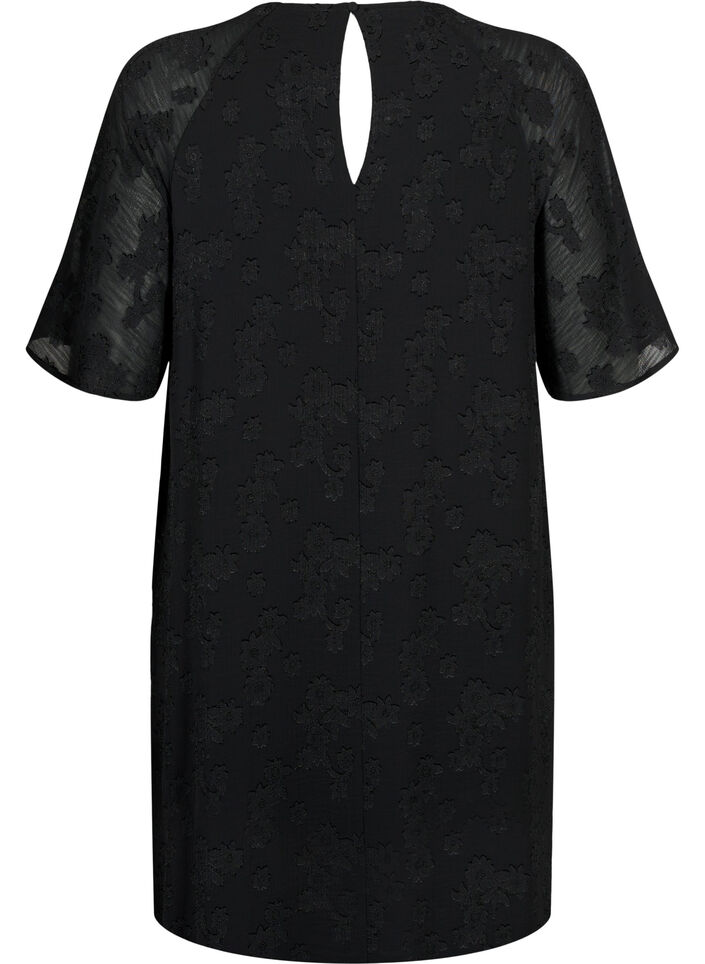 Robe avec structure et manches courtes, Black, Packshot image number 1