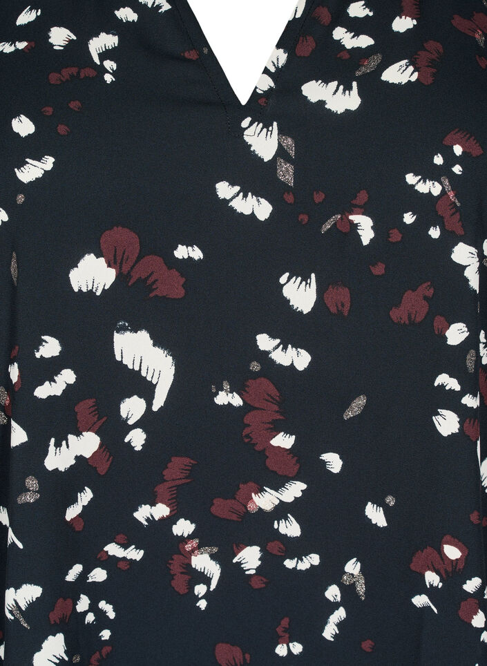 Bluse mit Print und Rüschendetails, Schwarz, Packshot image number 2