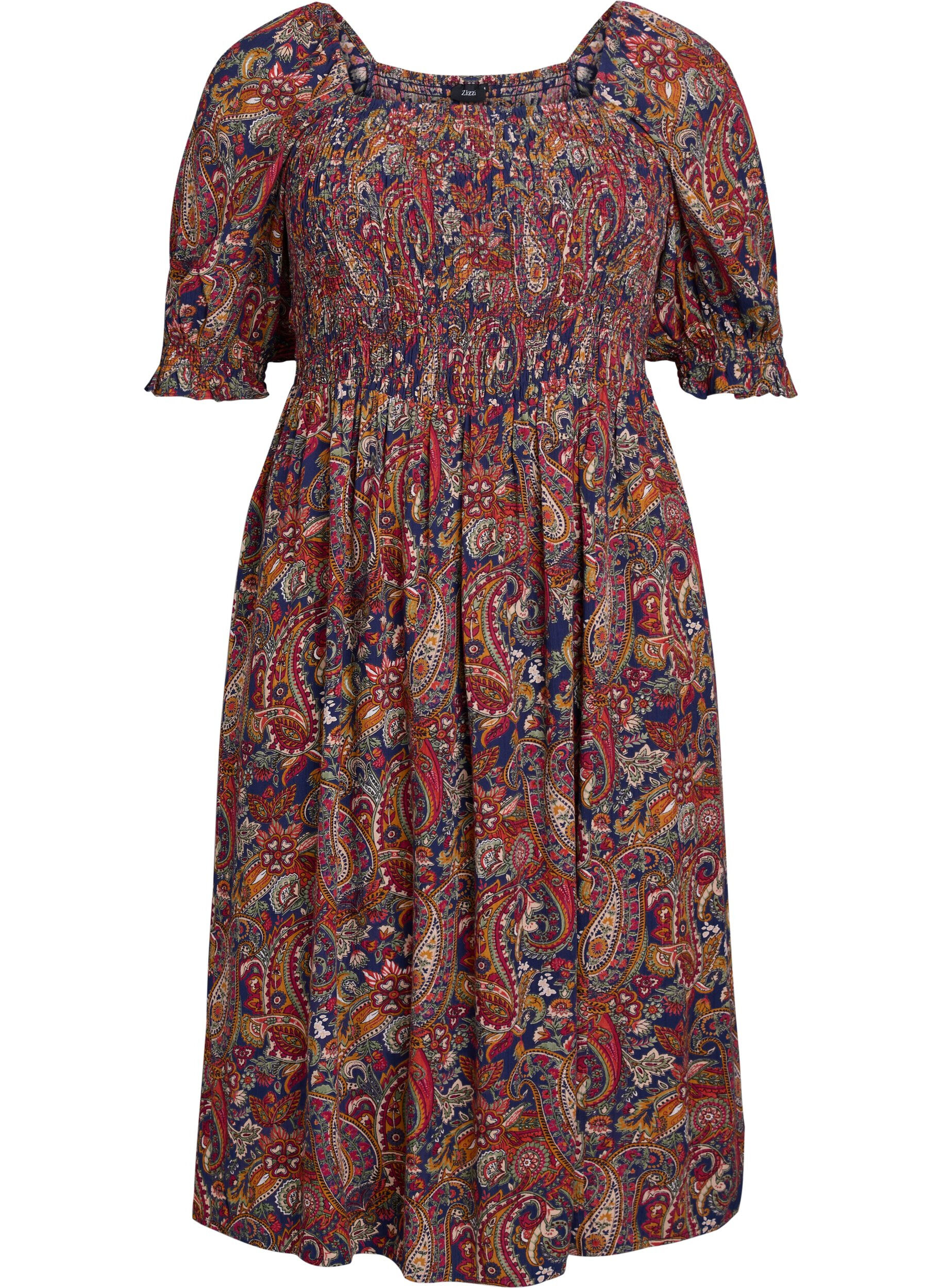 ZizziRobe d'&eacute;t&eacute; en viscose &agrave; imprim&eacute; paisley, Bleu, Packshot image number 0