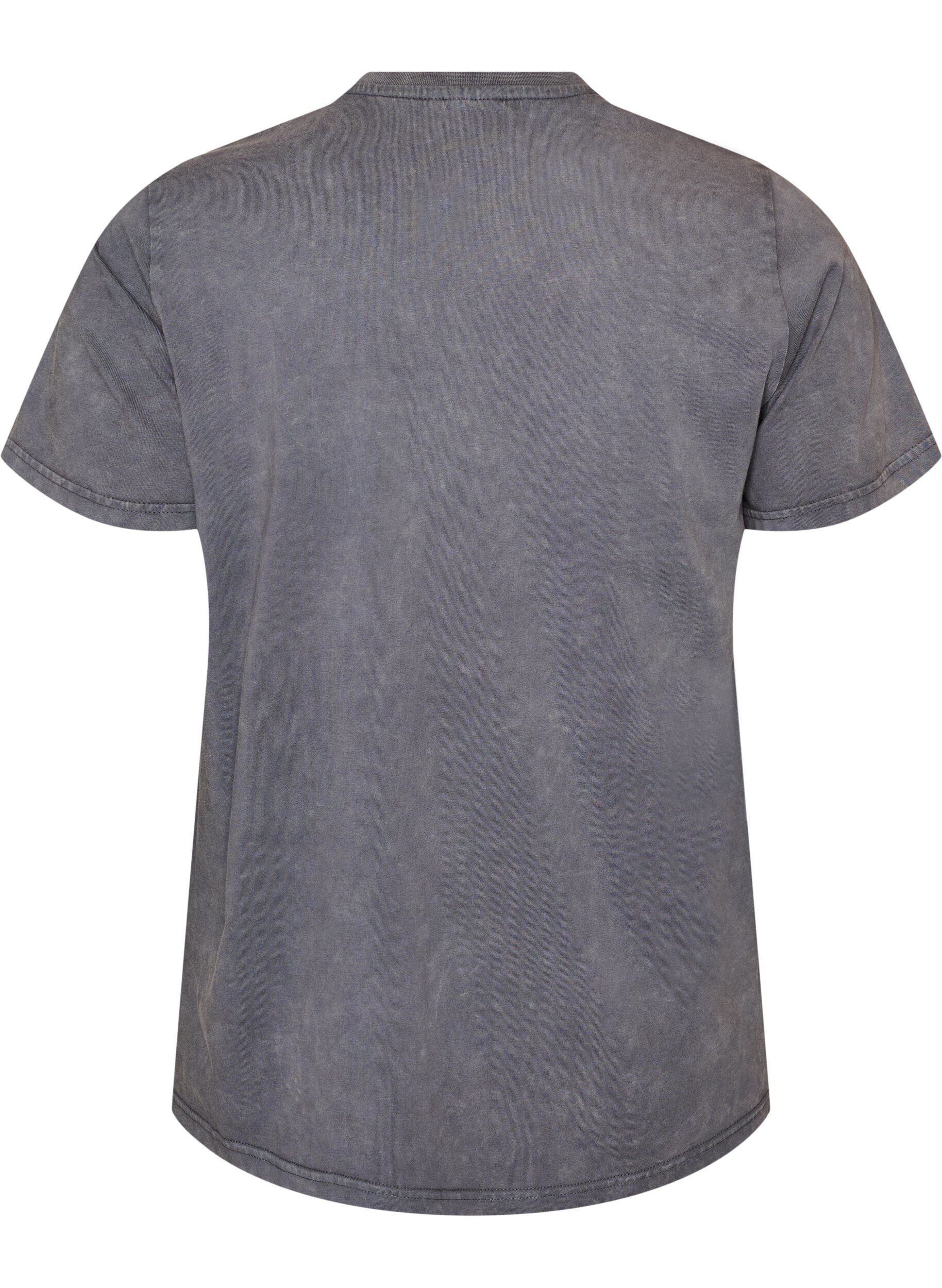 ZizziT-shirt en coton avec effet d&eacute;lav&eacute; et motif brod&eacute;, Gris, Packshot image number 1