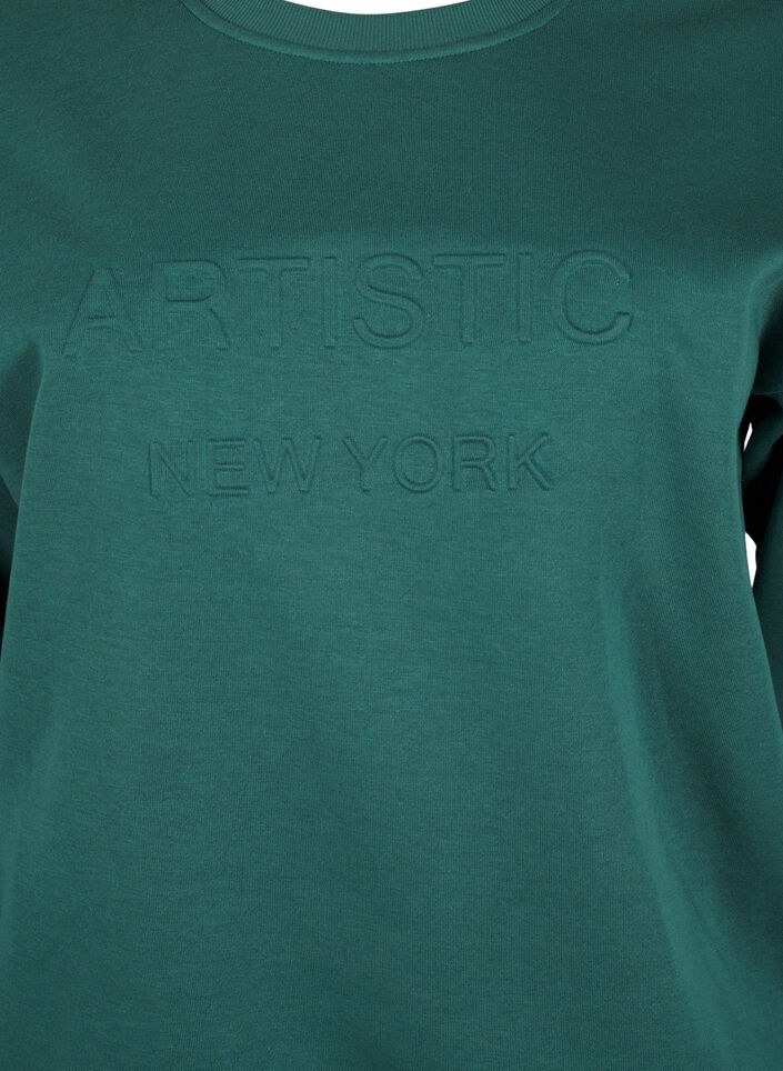 Sweat-shirt avec texte en tissu-&eacute;ponge, Vert, Packshot image number 2